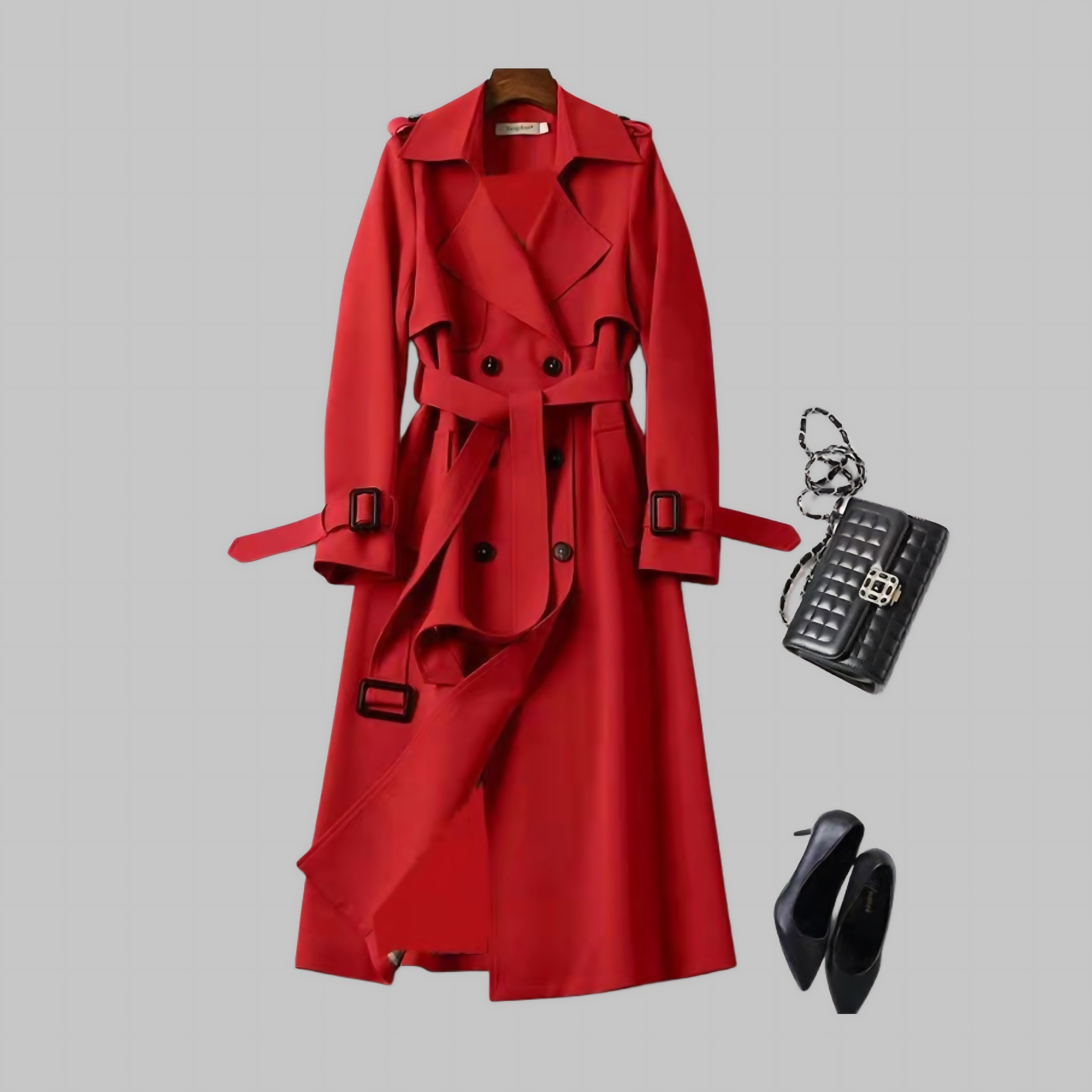 Estella – Faux Leather Trench Coat