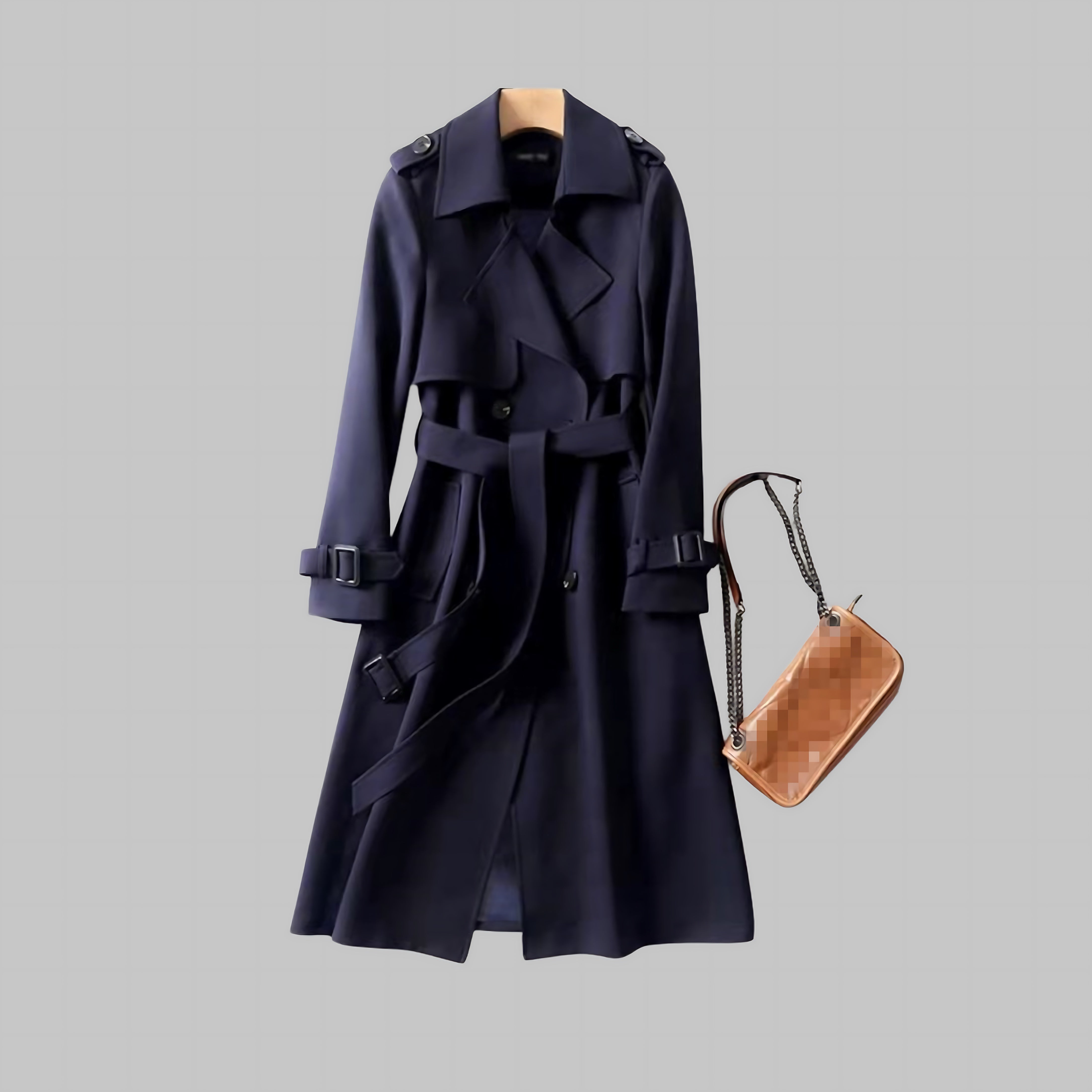 Estella – Faux Leather Trench Coat