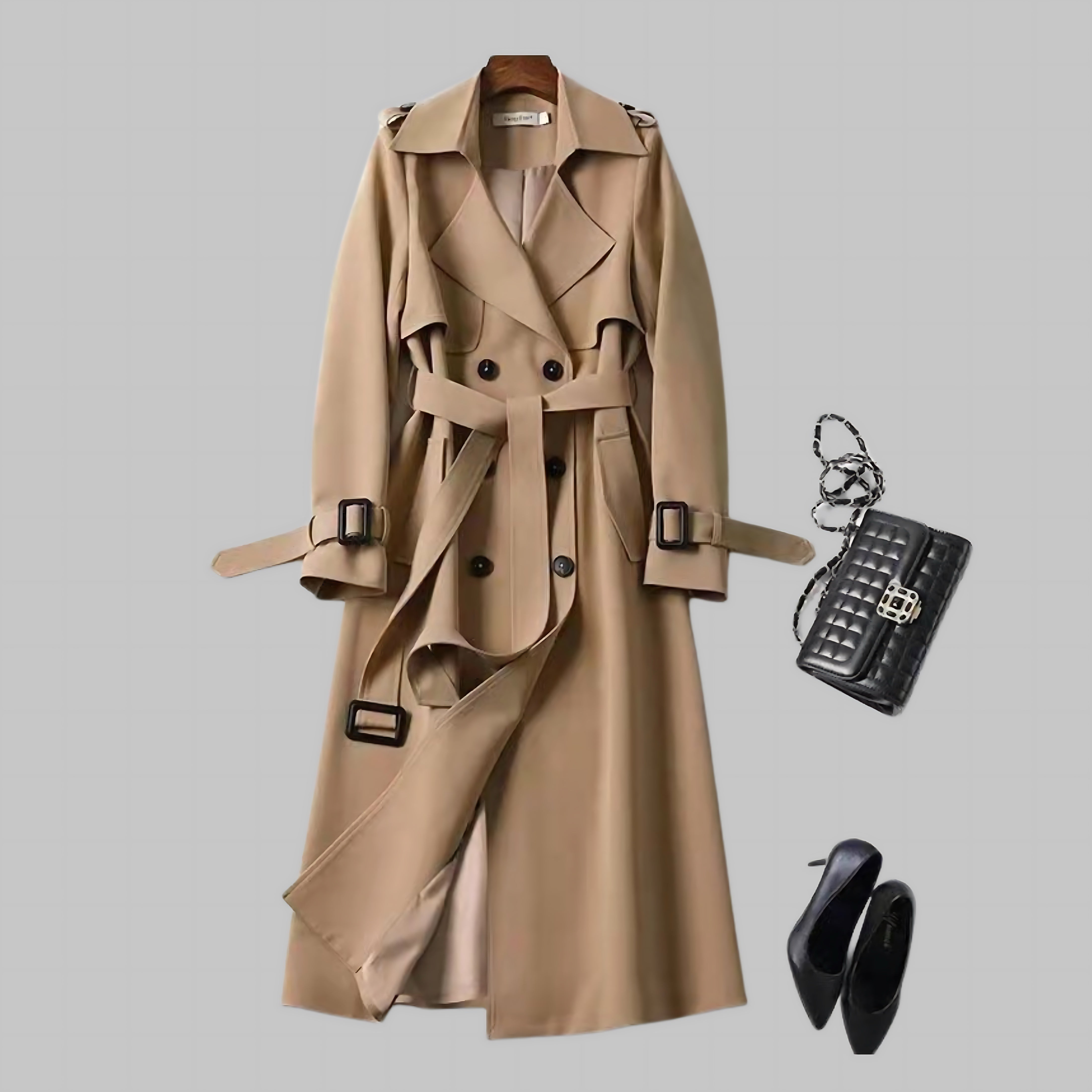 Estella – Faux Leather Trench Coat
