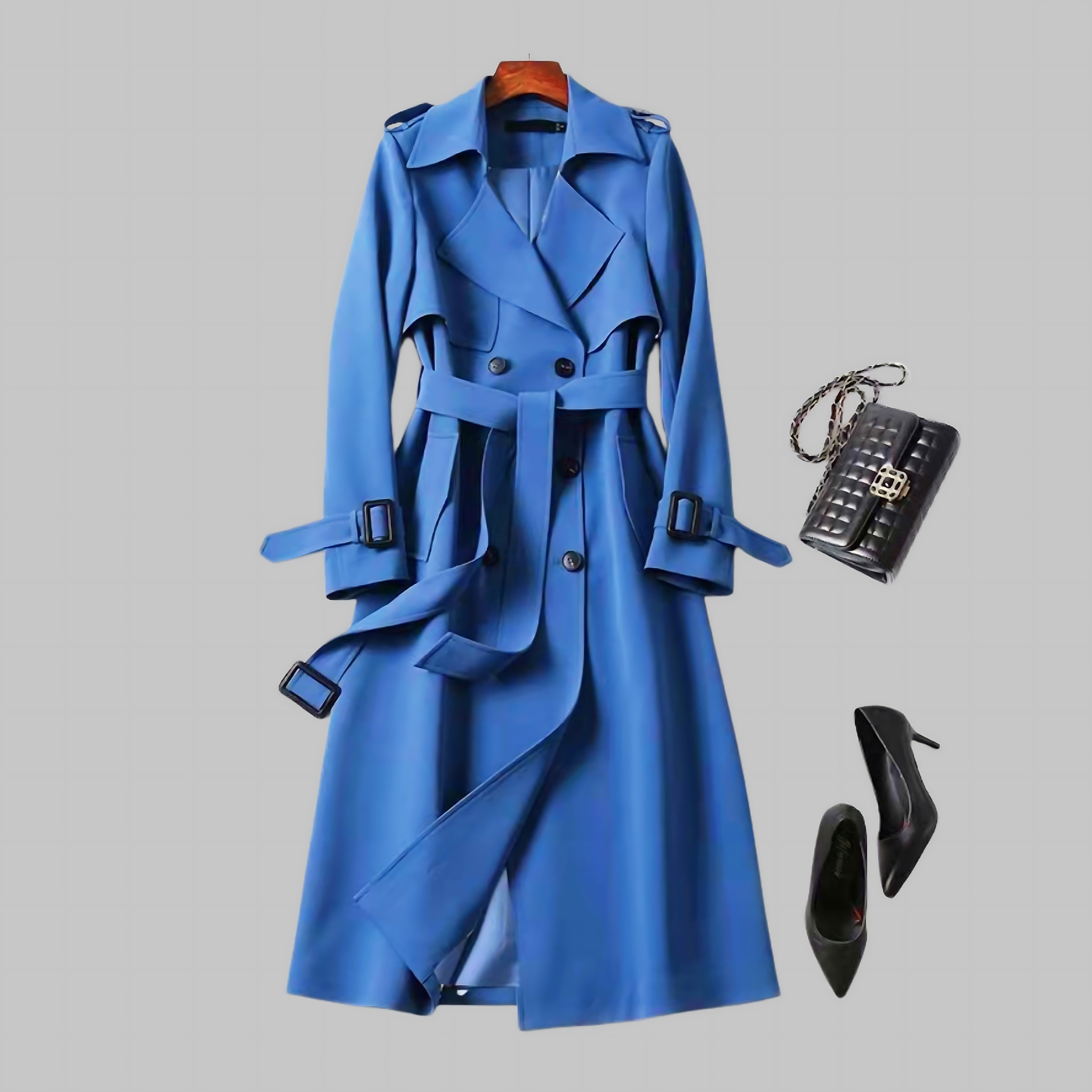 Estella – Faux Leather Trench Coat