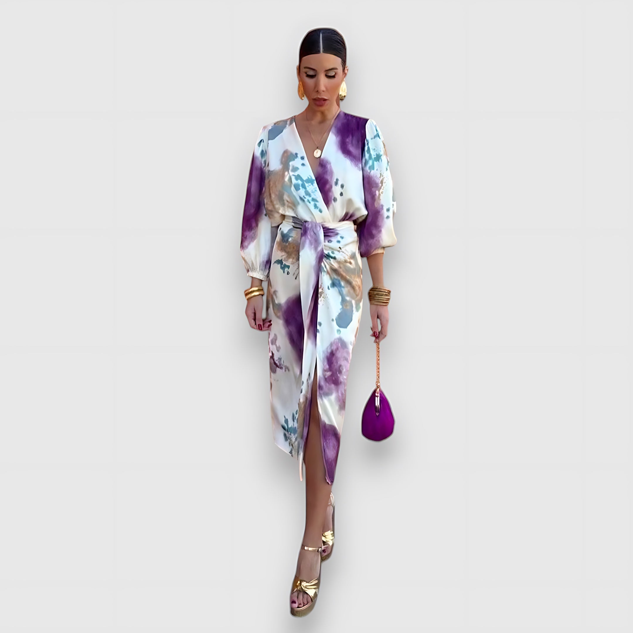 Estella – Tie Dye Print Blouse and Wrap Maxi Skirt Set