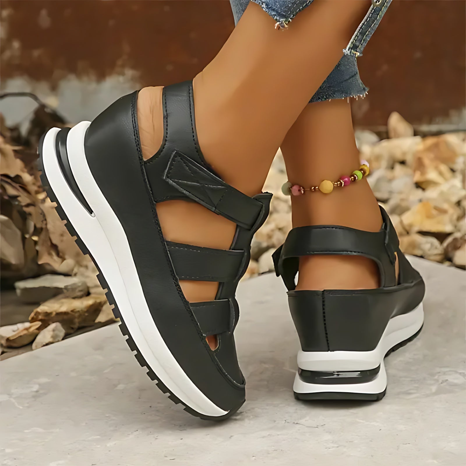 Esther – Closed Toe Cutout Wedge Sandals