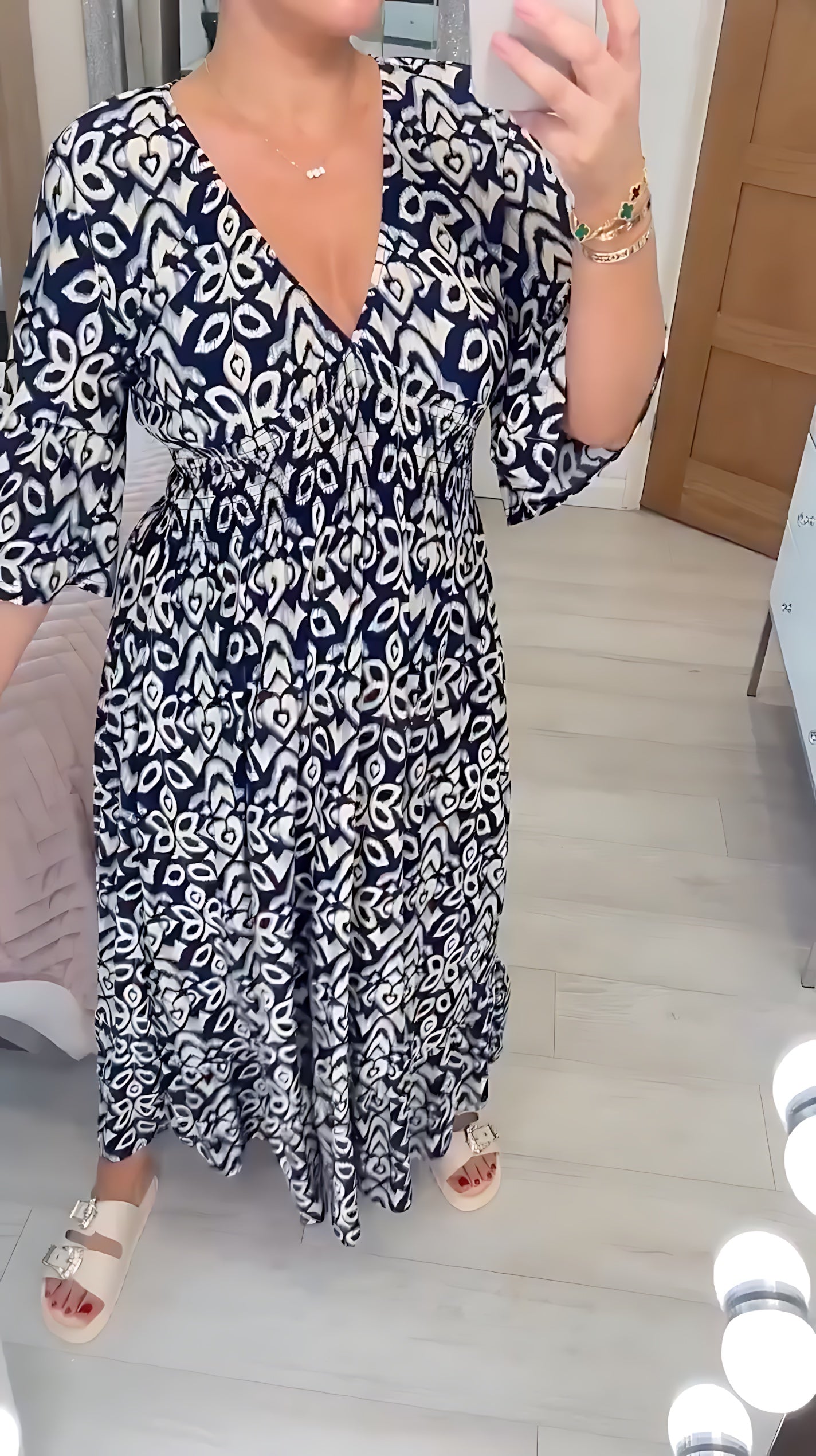 Esther – Ditsy Floral V Neck Flowy Maxi Dress