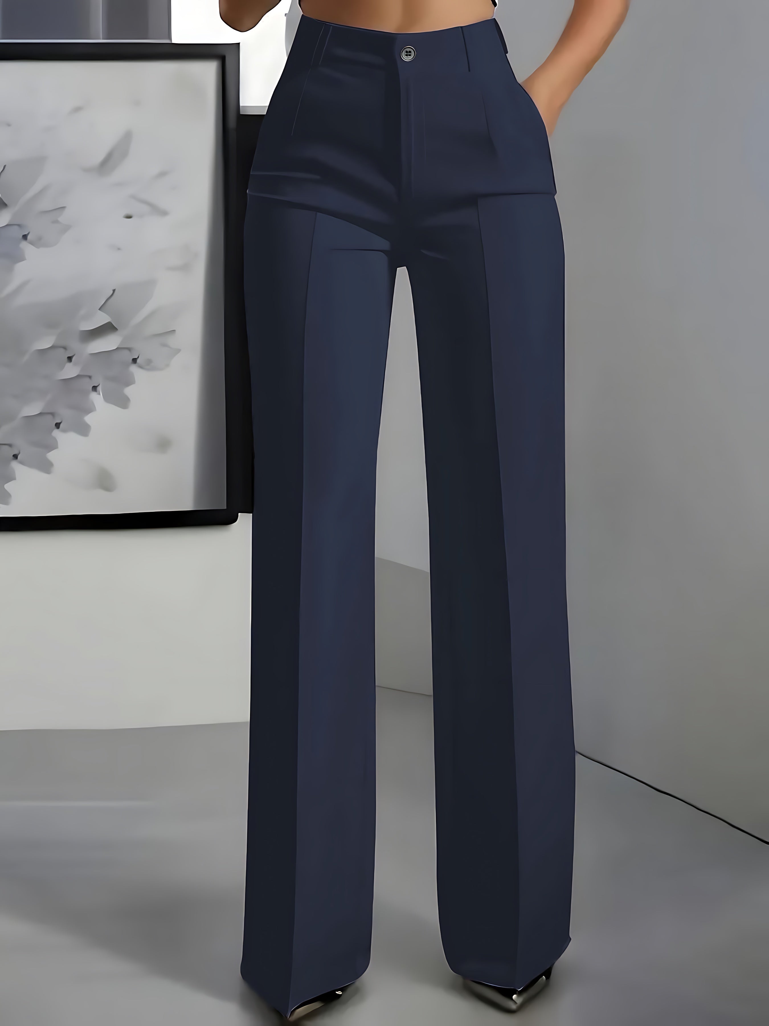 Eva – High Waist Pleated Straight Leg Pants