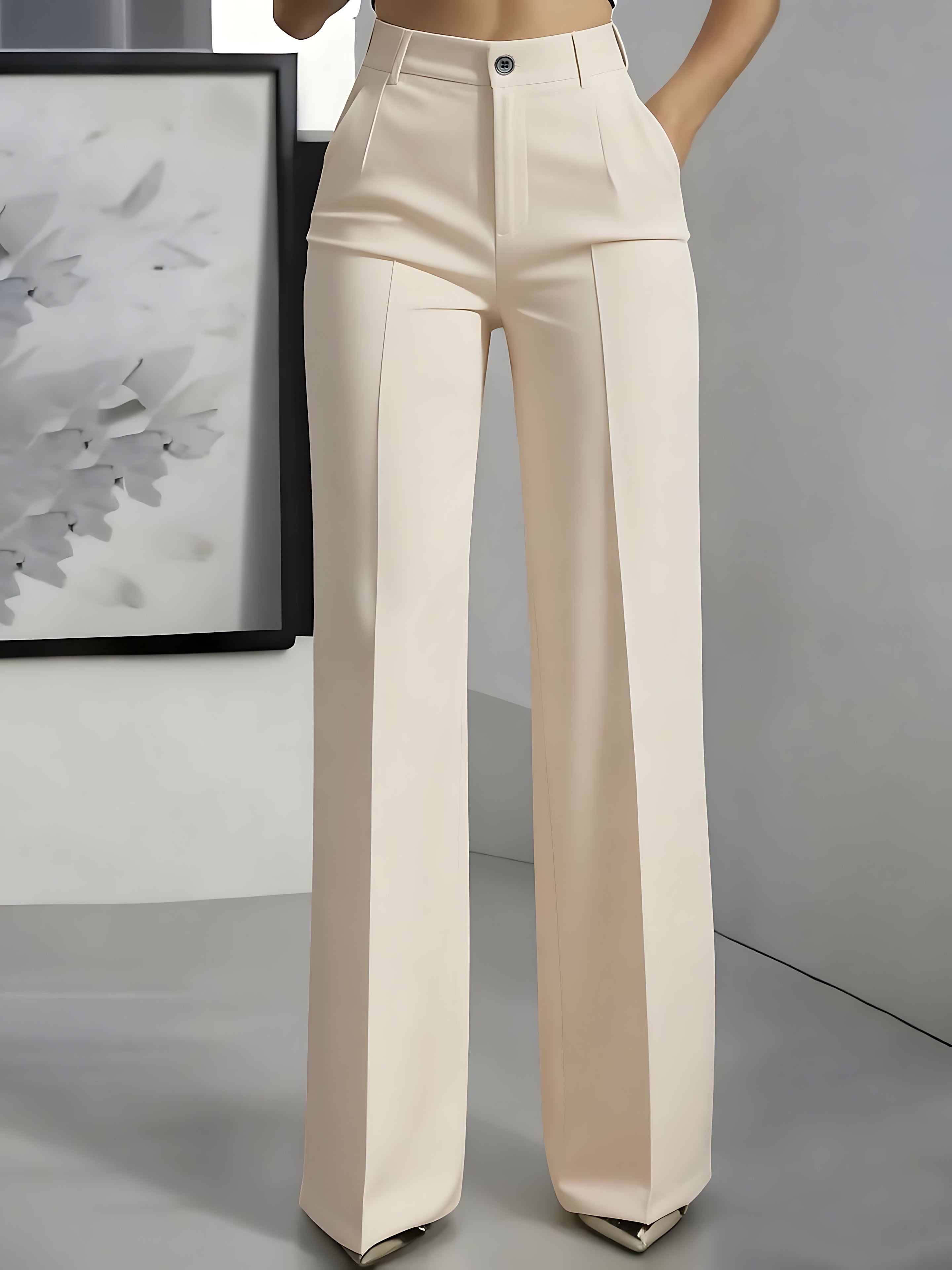 Eva – High Waist Pleated Straight Leg Pants