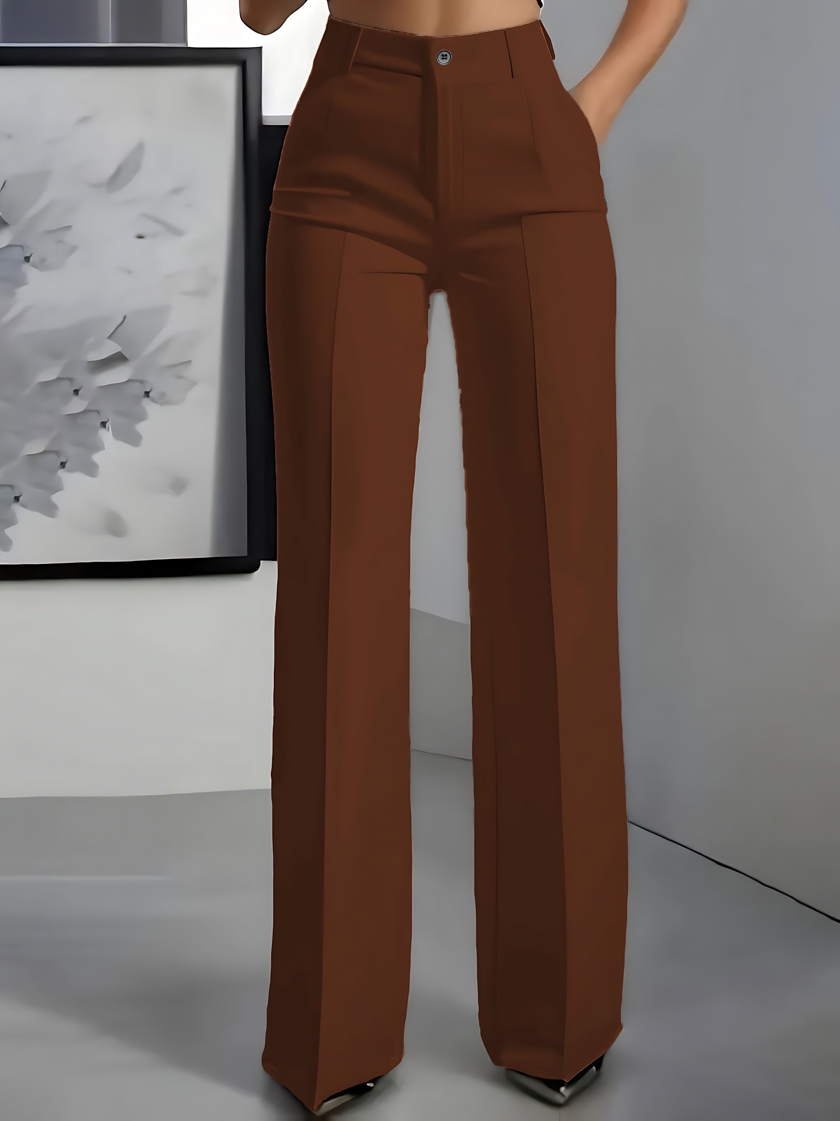 Eva – High Waist Pleated Straight Leg Pants