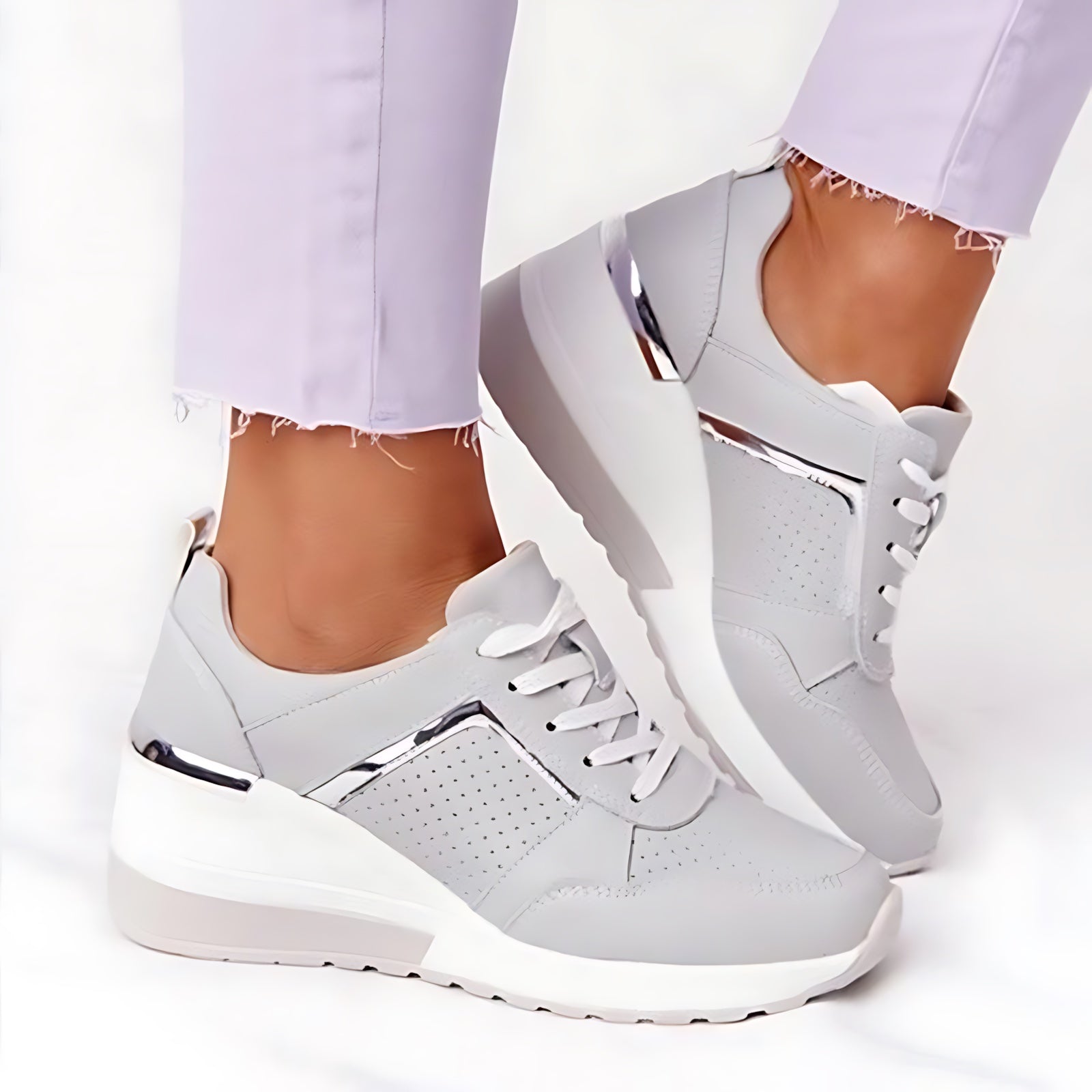 Eva – Lace Up Hidden Wedge Walking Sneakers