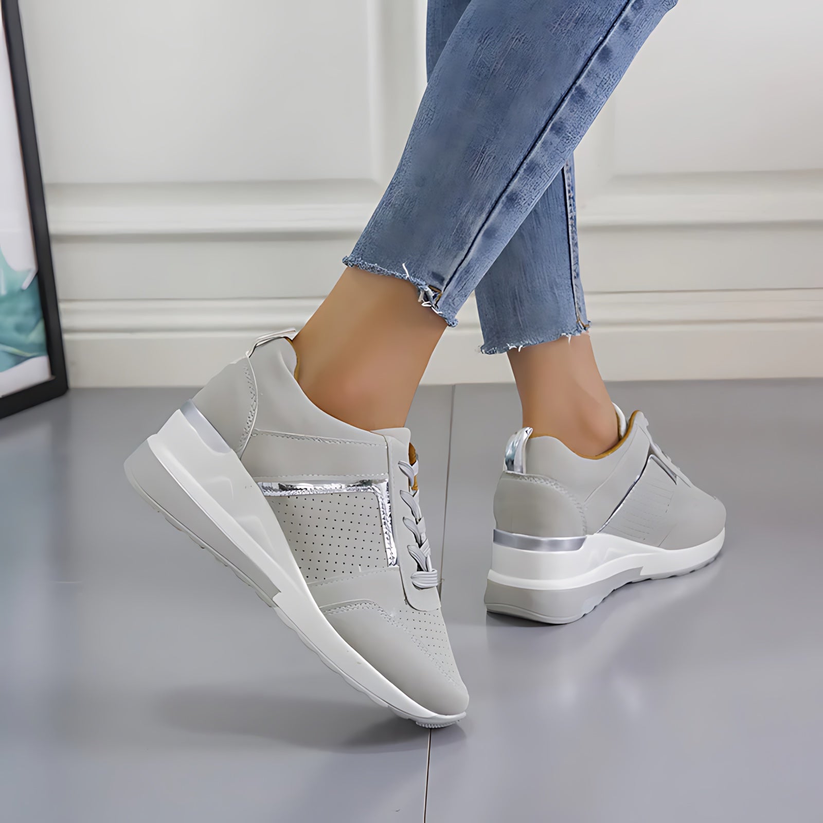 Eva – Lace Up Hidden Wedge Walking Sneakers