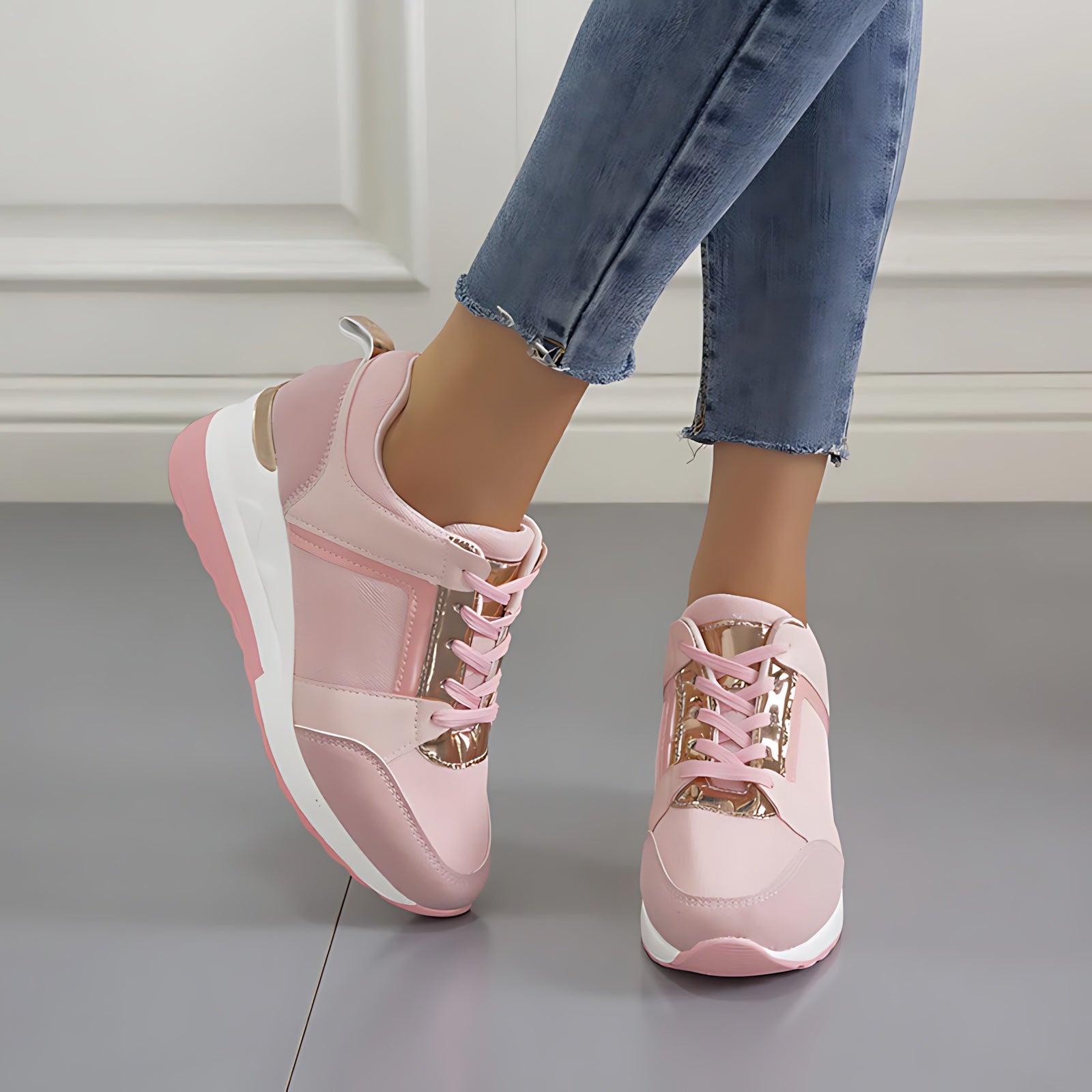 Eva – Lace Up Hidden Wedge Walking Sneakers