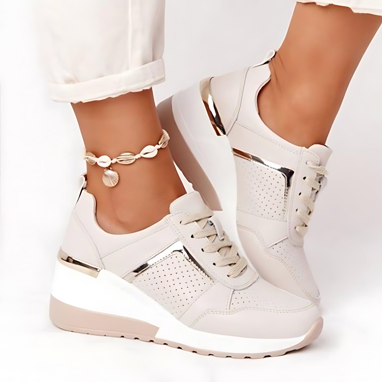 Eva – Lace Up Hidden Wedge Walking Sneakers