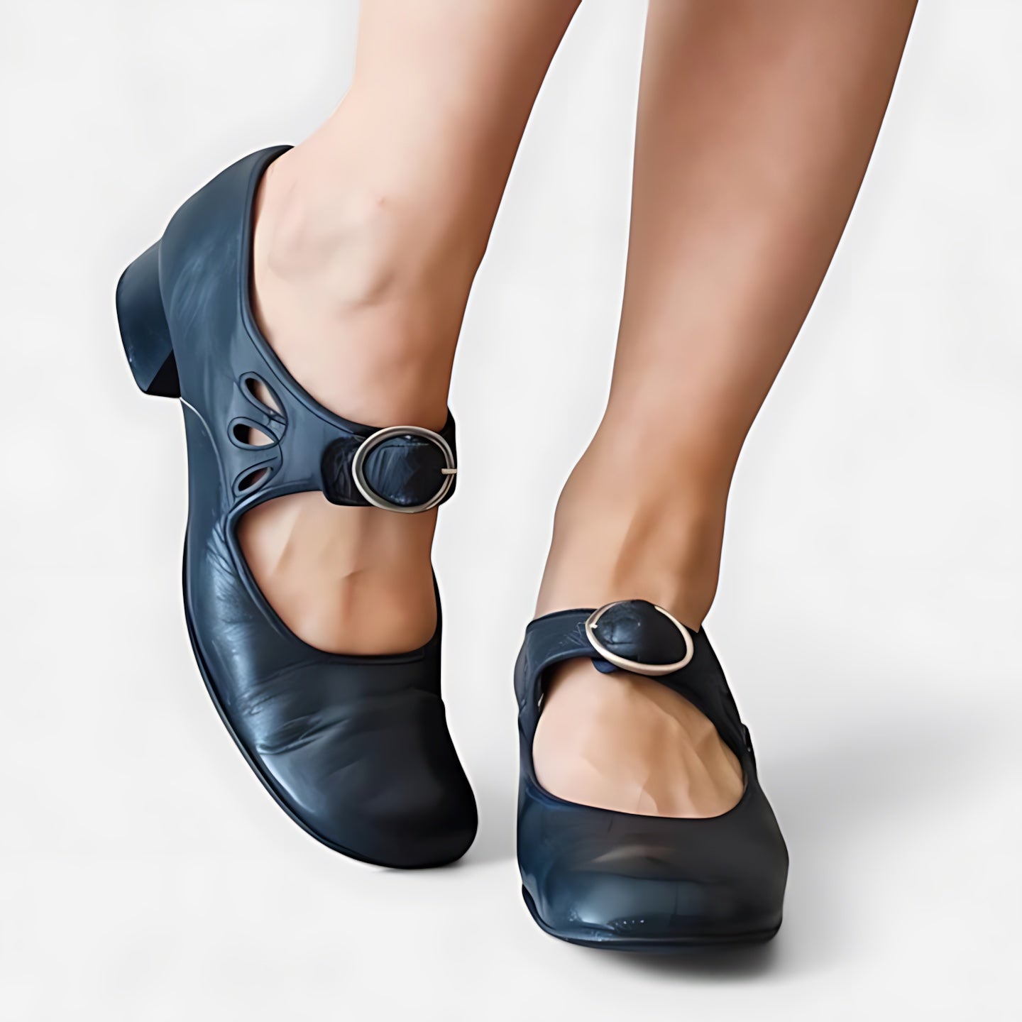 Eva – Leather Round Toe Mary Jane Flats
