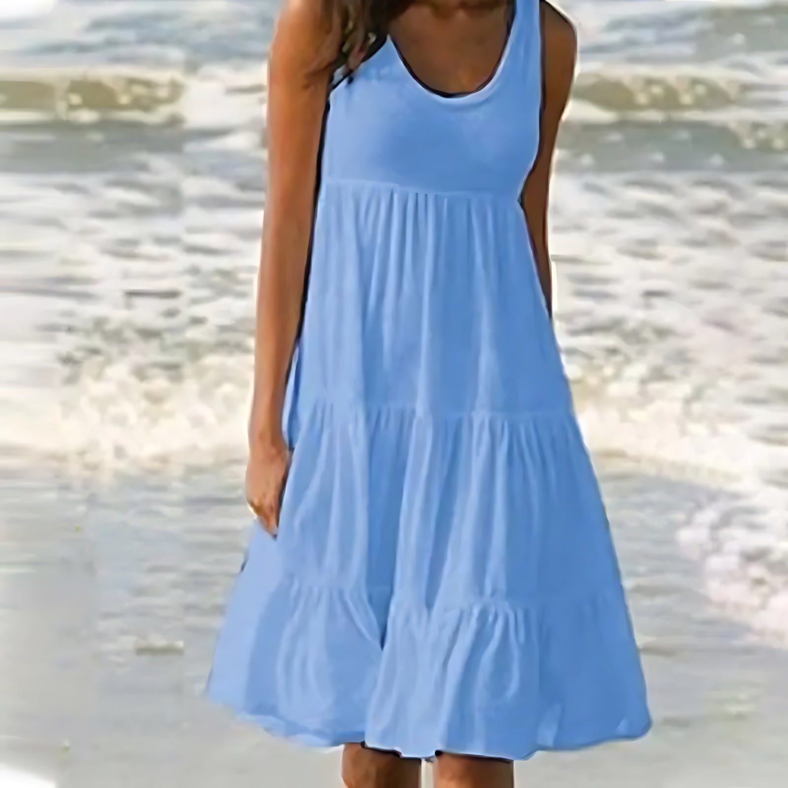Eva – Scoop Neck Tiered Summer Mini Dress