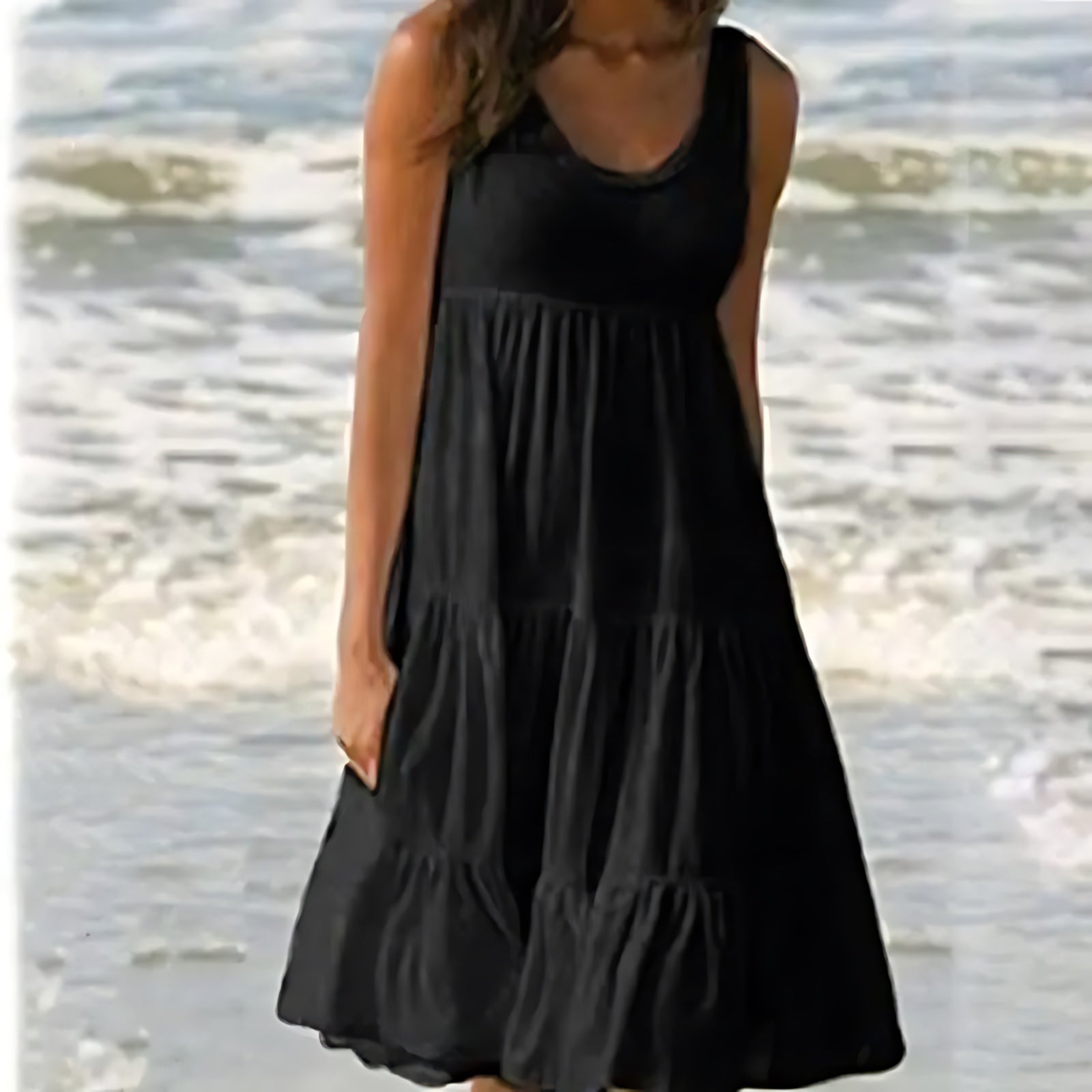 Eva – Scoop Neck Tiered Summer Mini Dress