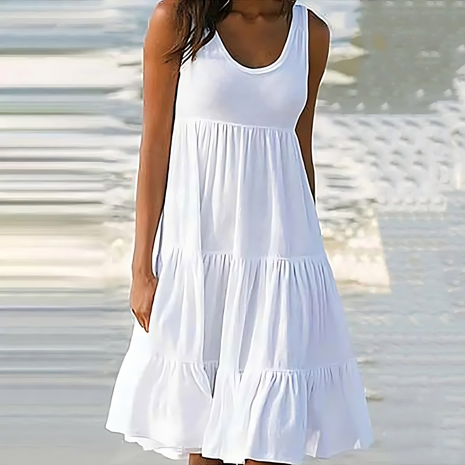 Eva – Scoop Neck Tiered Summer Mini Dress
