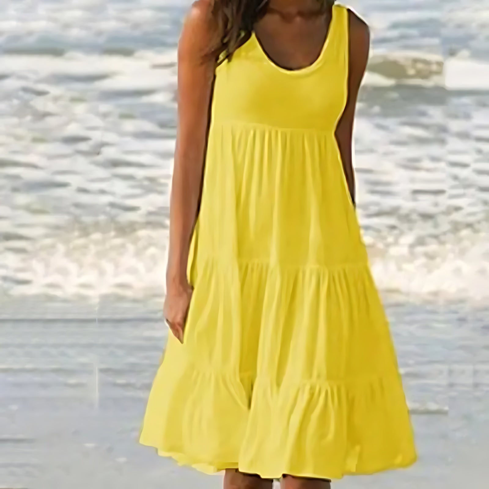 Eva – Scoop Neck Tiered Summer Mini Dress