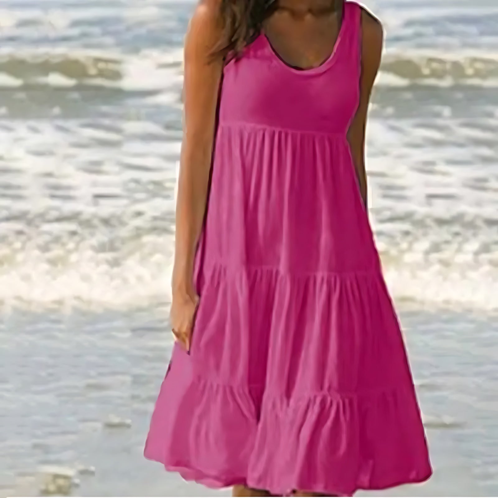 Eva – Scoop Neck Tiered Summer Mini Dress