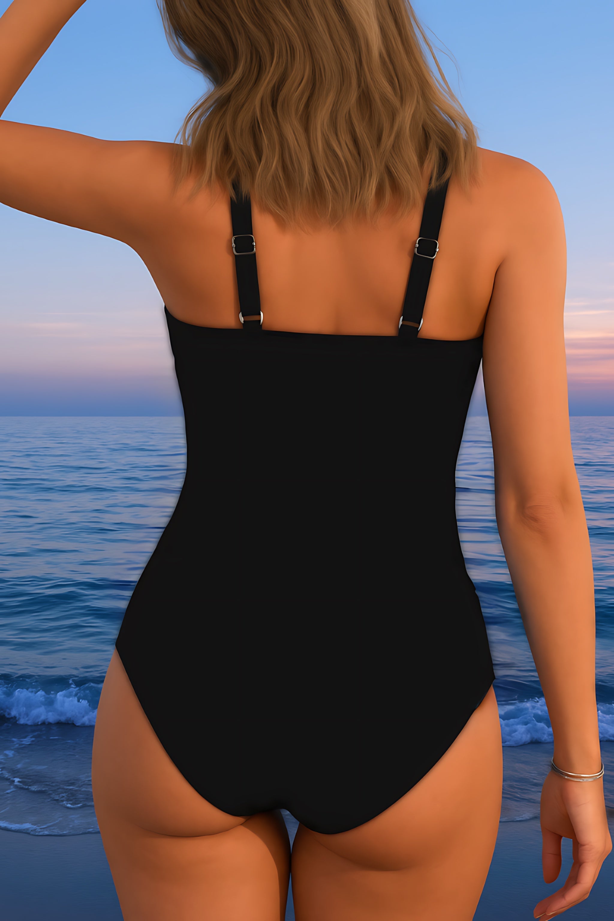 Eva – Striped Wrap Front One Piece Swimsuit