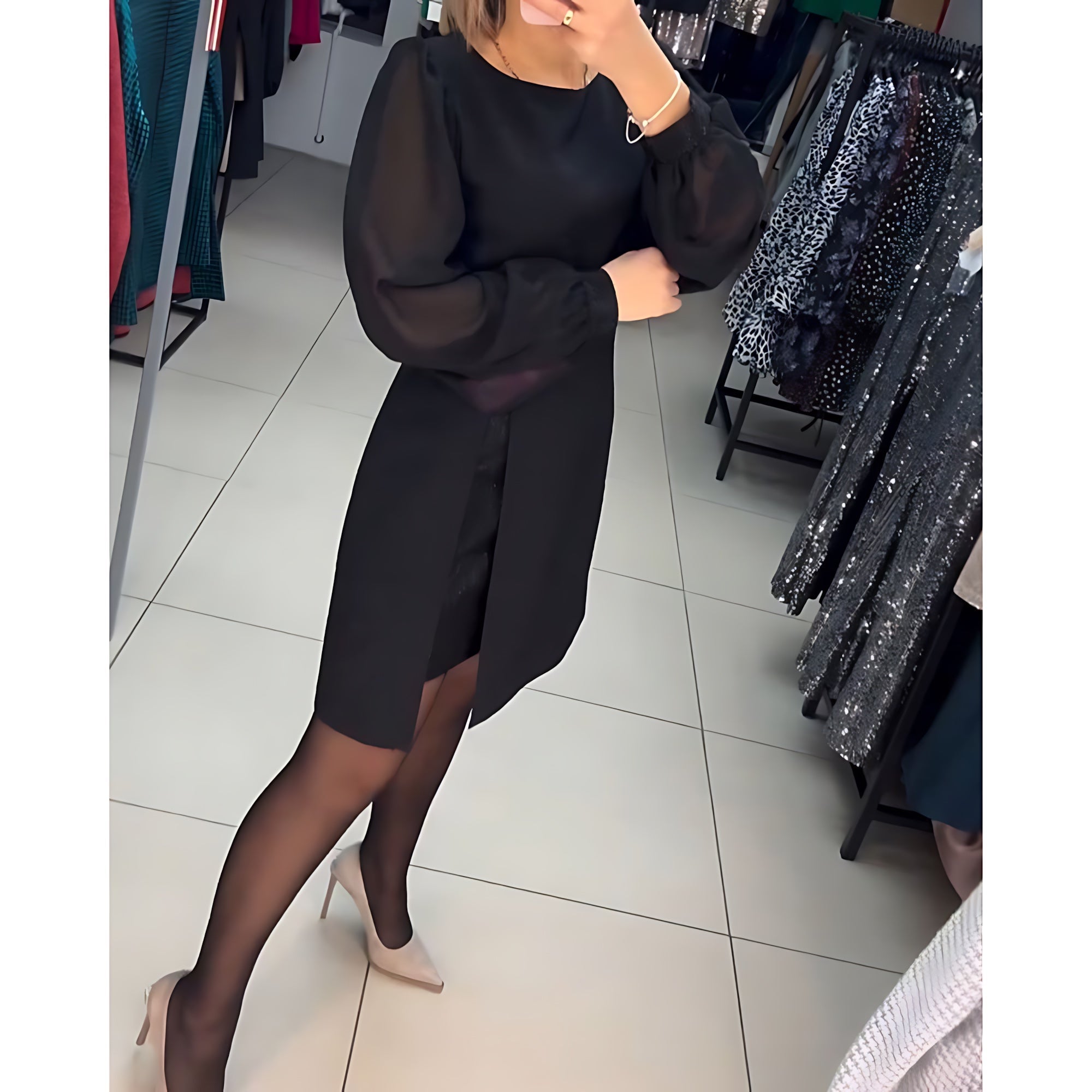 Evelyn – Balloon Sleeve A Line Mini Dress