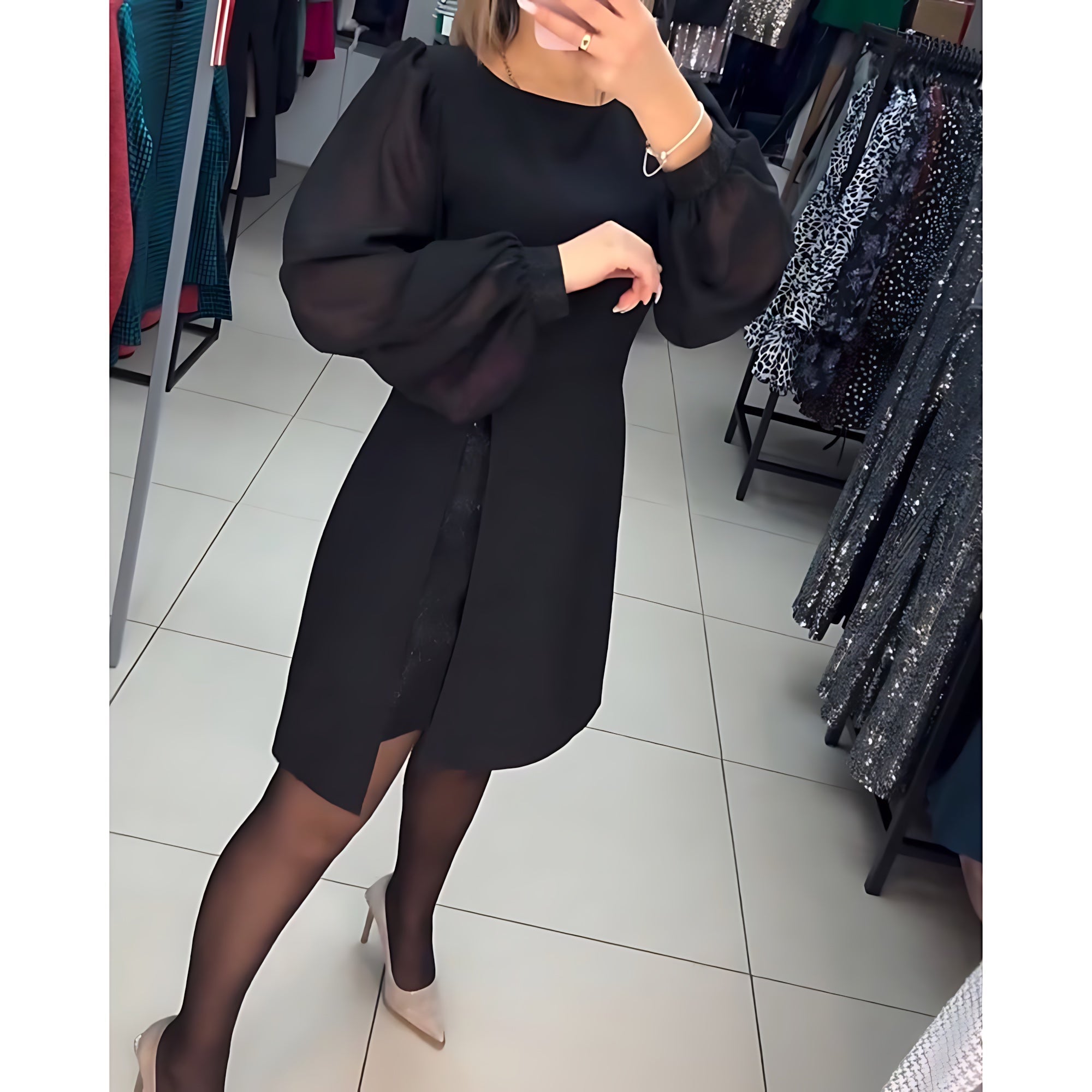 Evelyn – Balloon Sleeve A Line Mini Dress
