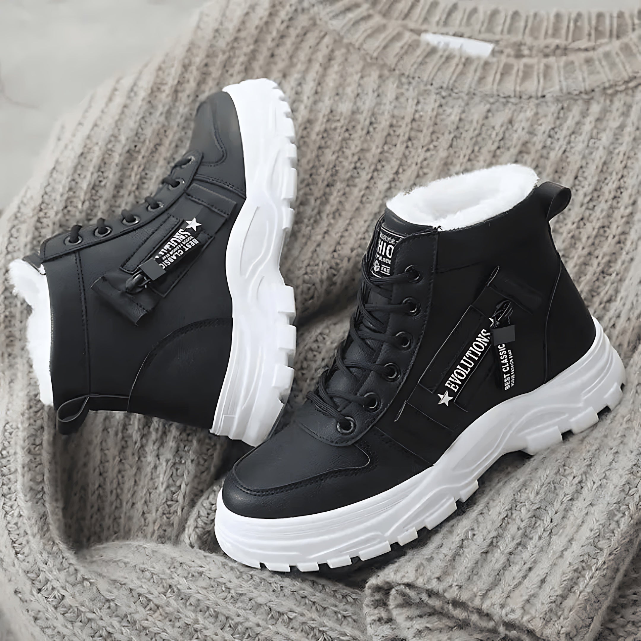 Evelyn – Chunky Lace Up Winter Ankle Boots