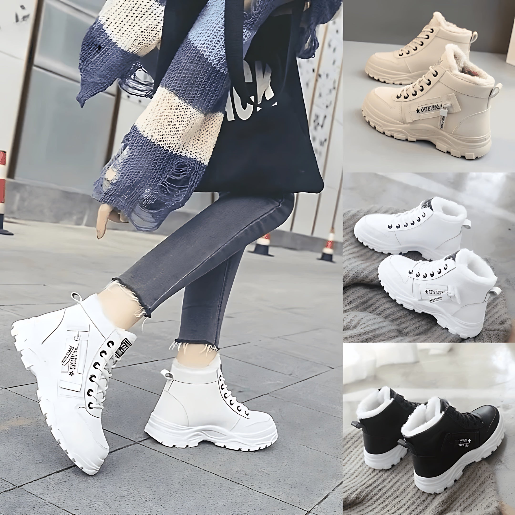 Evelyn – Chunky Lace Up Winter Ankle Boots