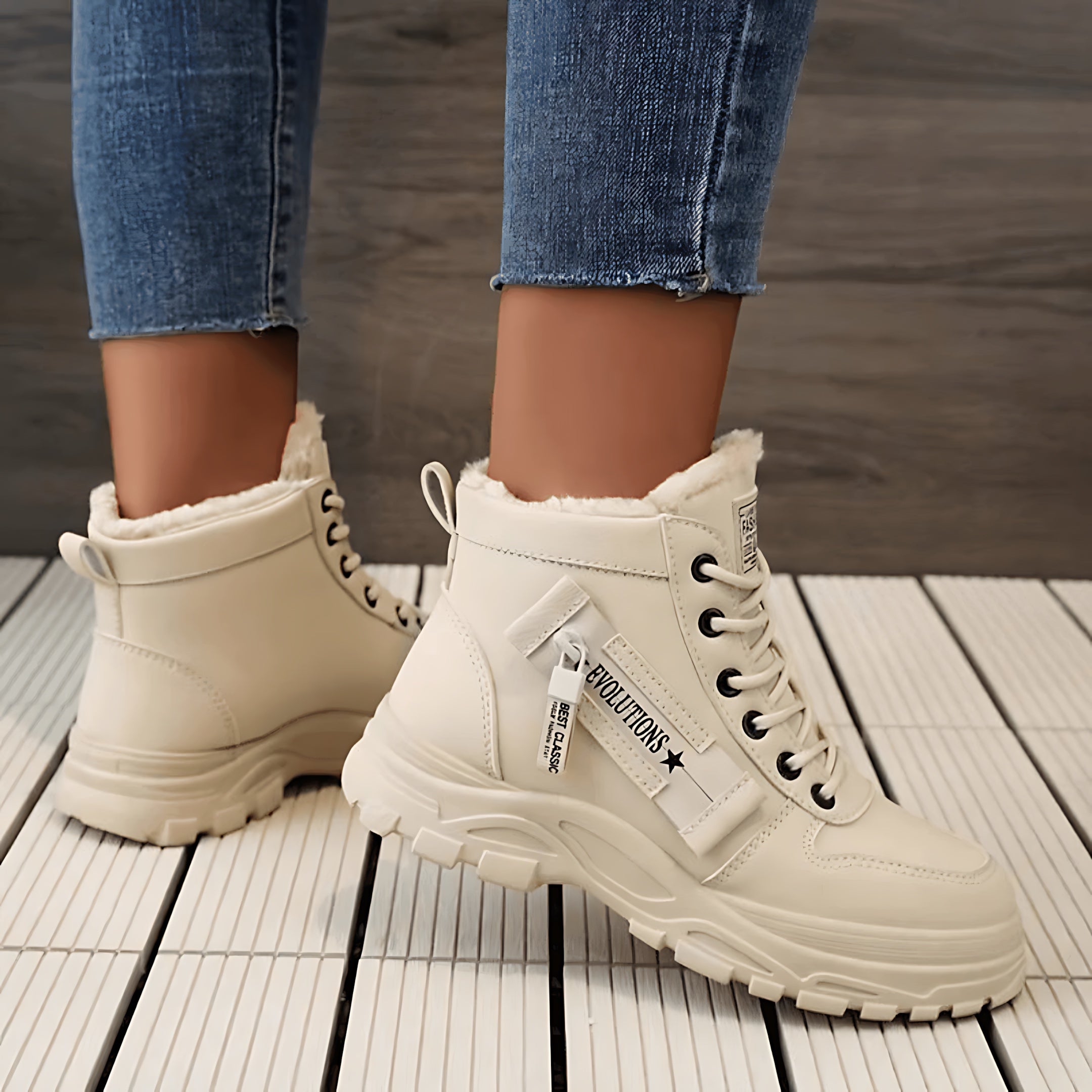 Evelyn – Chunky Lace Up Winter Ankle Boots