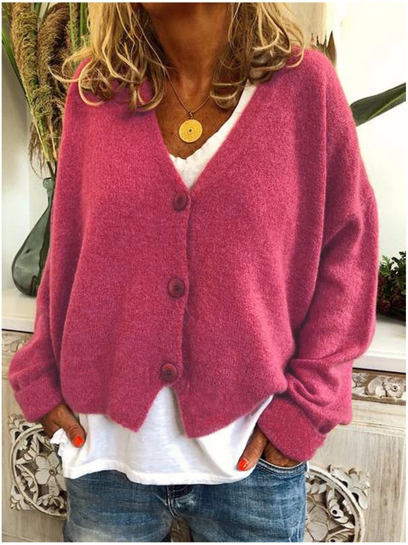 Aurora – V Neck Button Up Knit Cardigan
