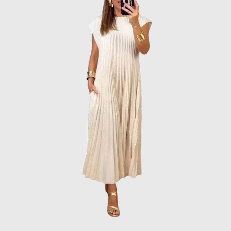 Peyton – Pleated Cap Sleeve Summer Maxi Dress