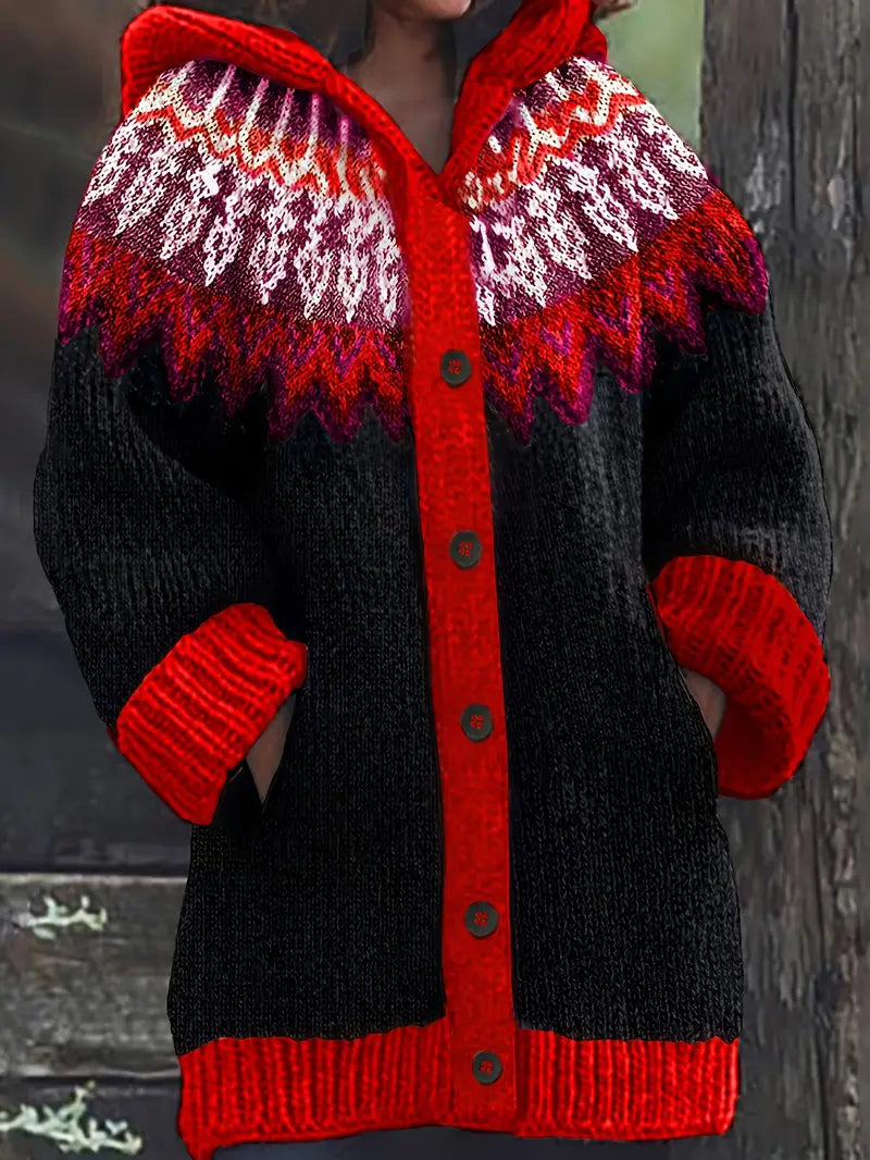 Serenity – Fair Isle Chunky Knit Button Up Cardigan