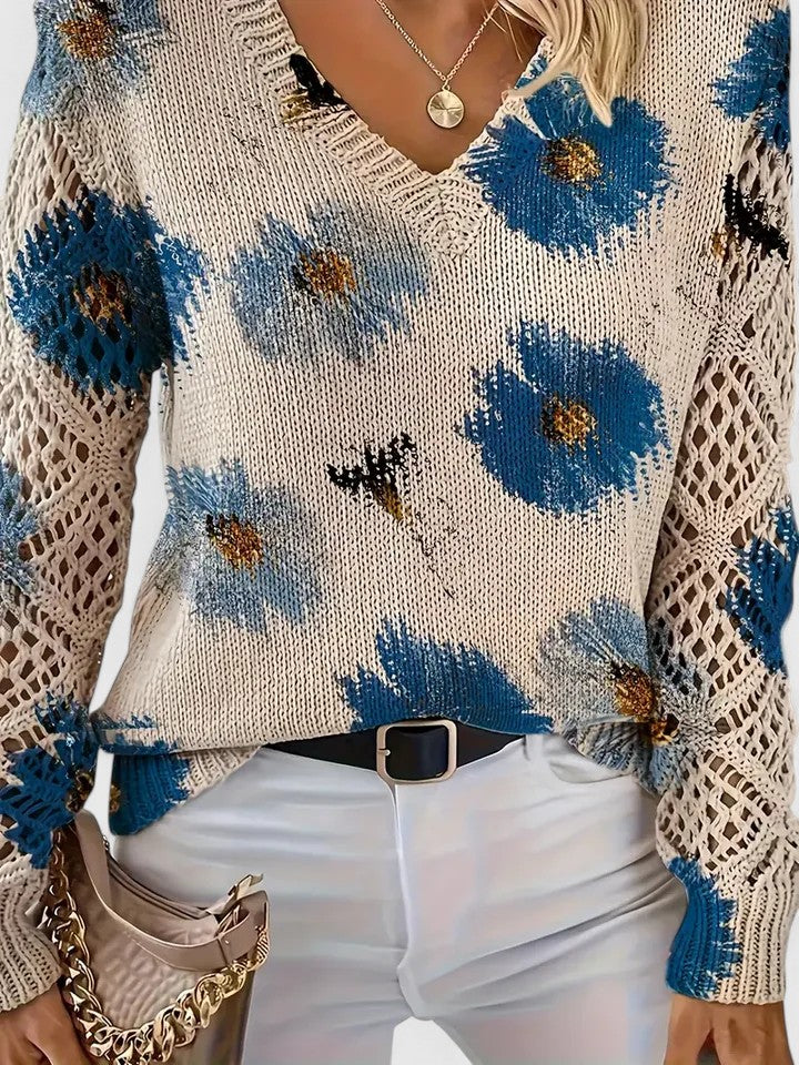 Diana – Floral Print V Neck Blouse