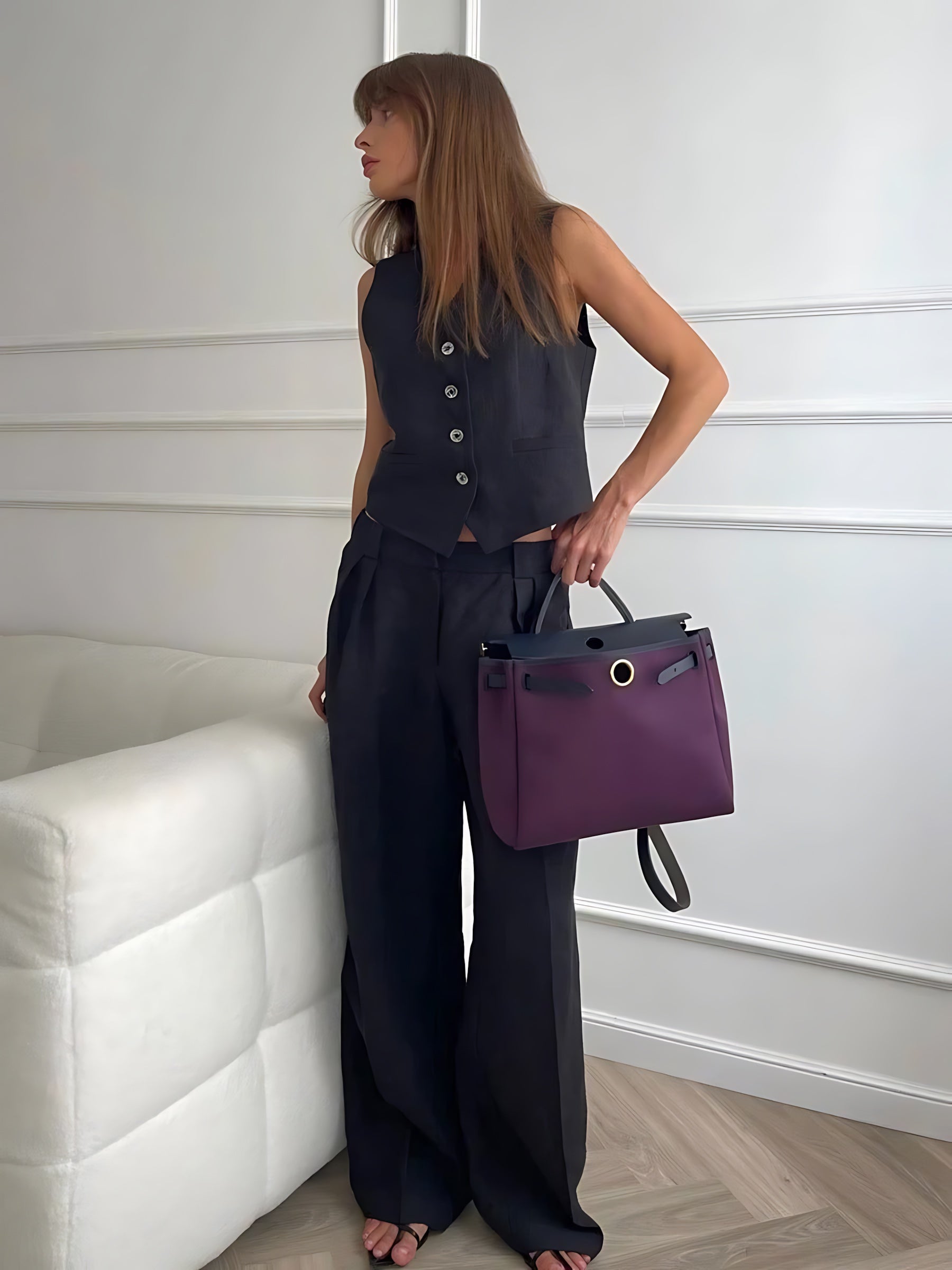 Faith – Tailored Vest and Wide Leg Pants Set