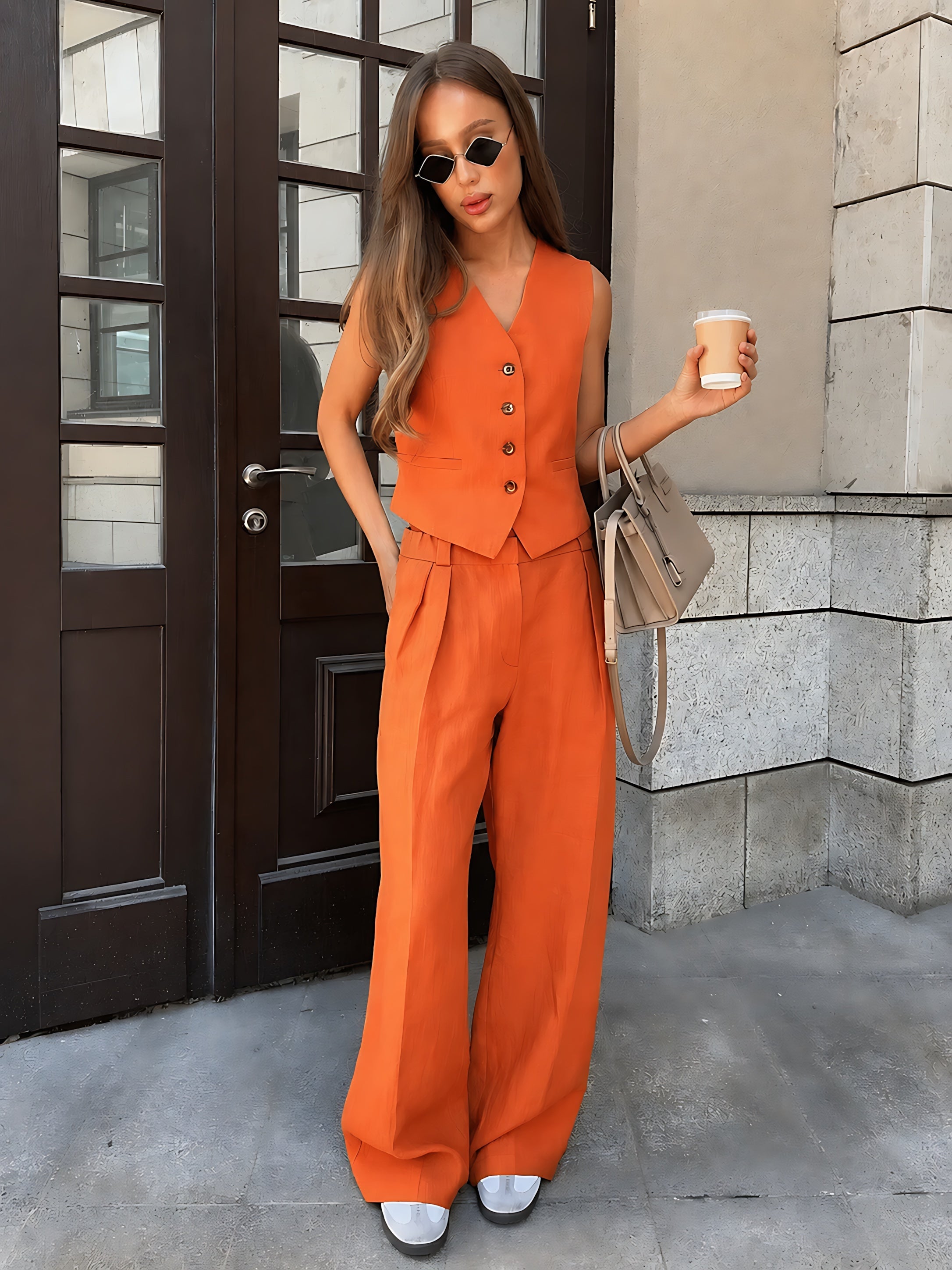 Faith – Tailored Vest and Wide Leg Pants Set