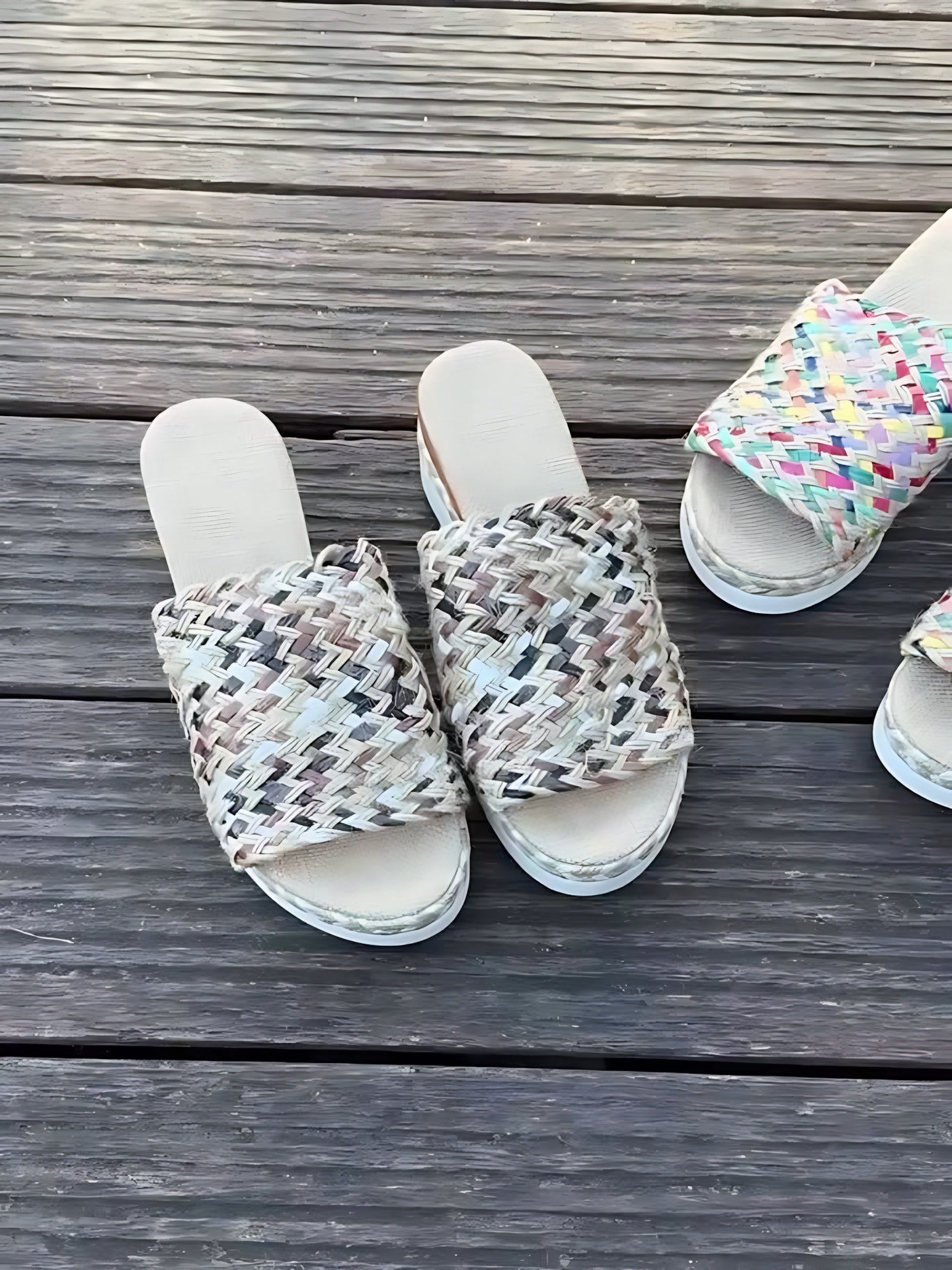 Faith – Woven Peep Toe Wedge Slide Sandals