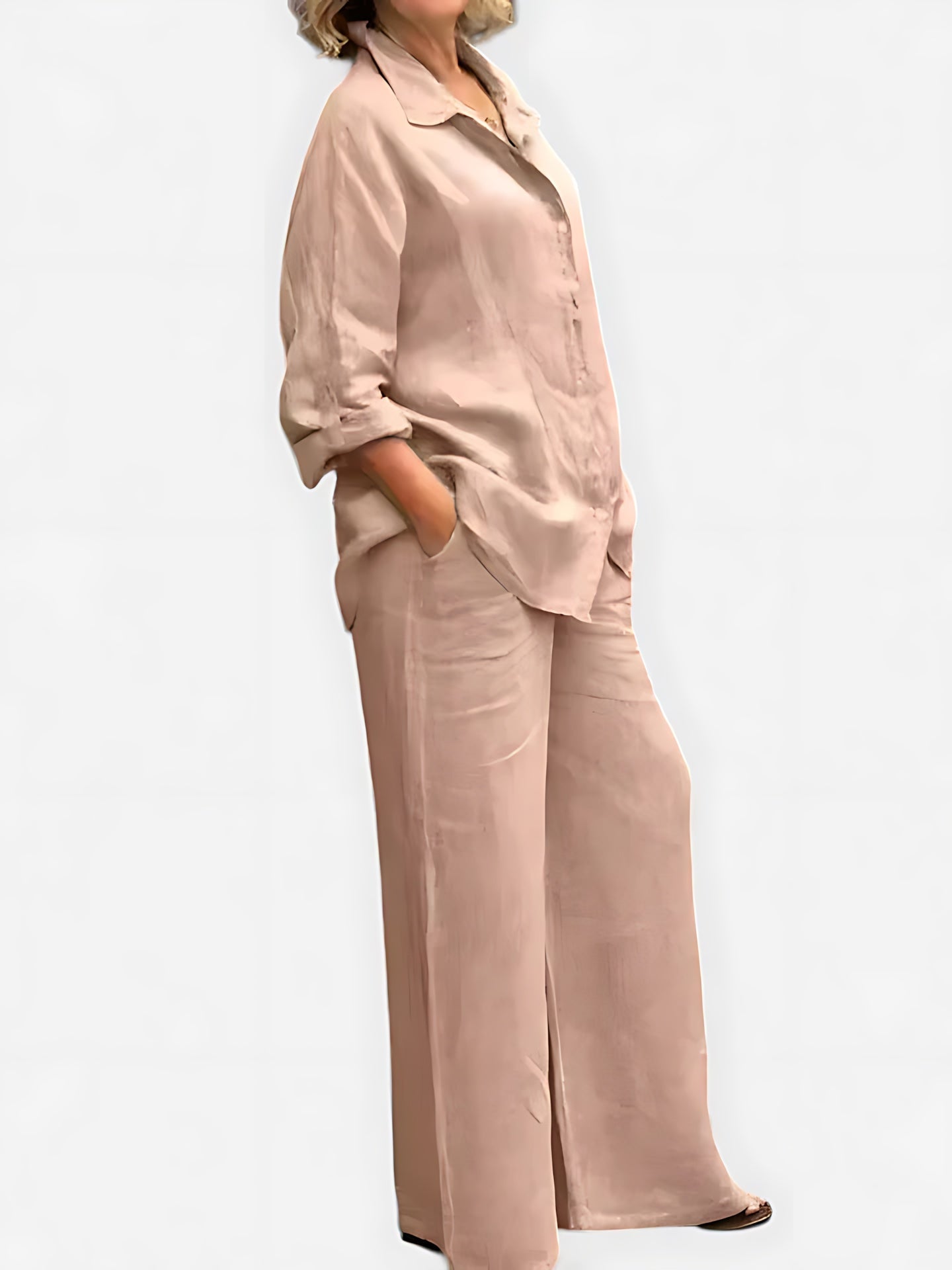 Felicity – Button Up Shirt And Wide Leg Pants Set