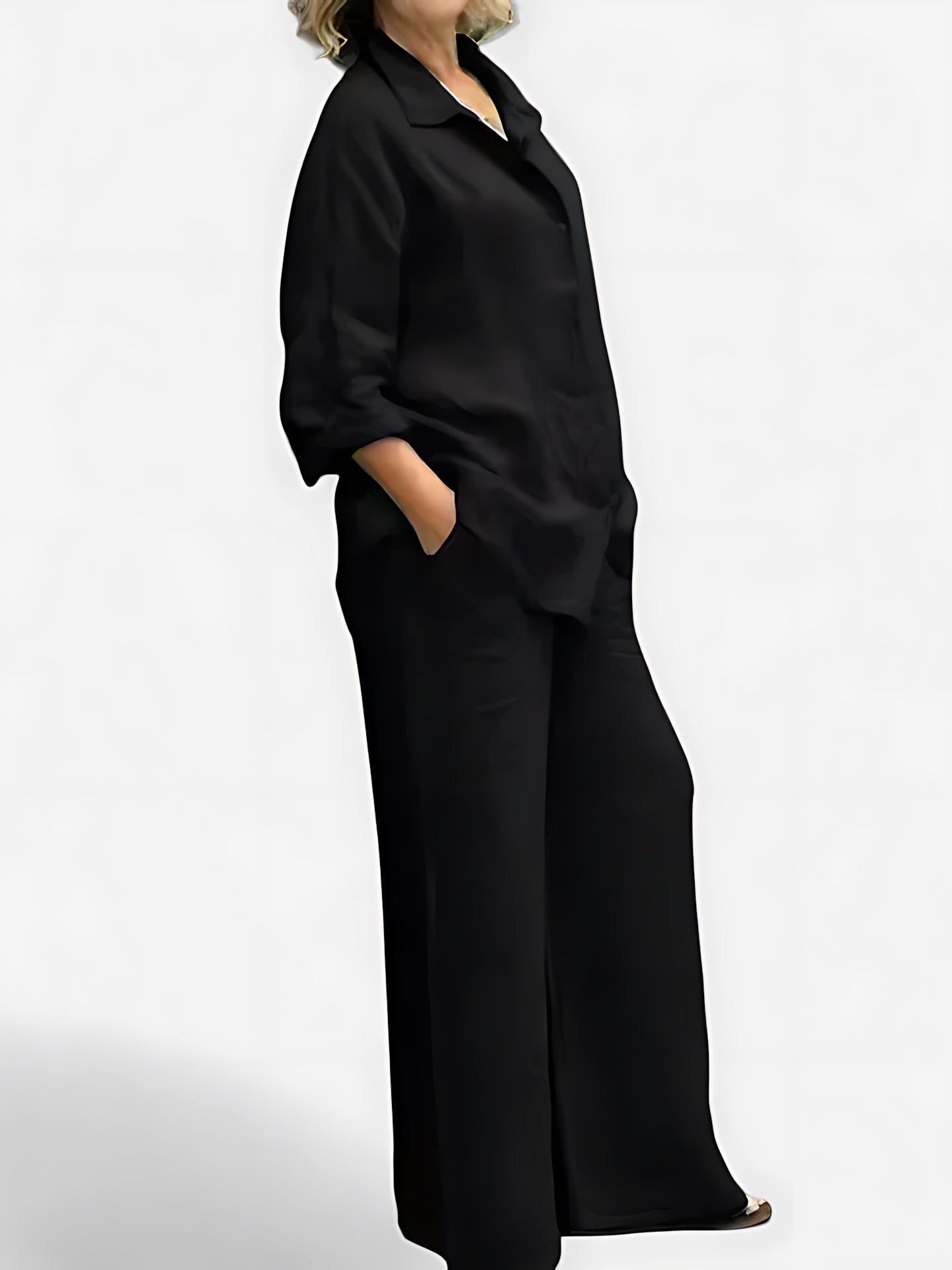 Felicity – Button Up Shirt And Wide Leg Pants Set