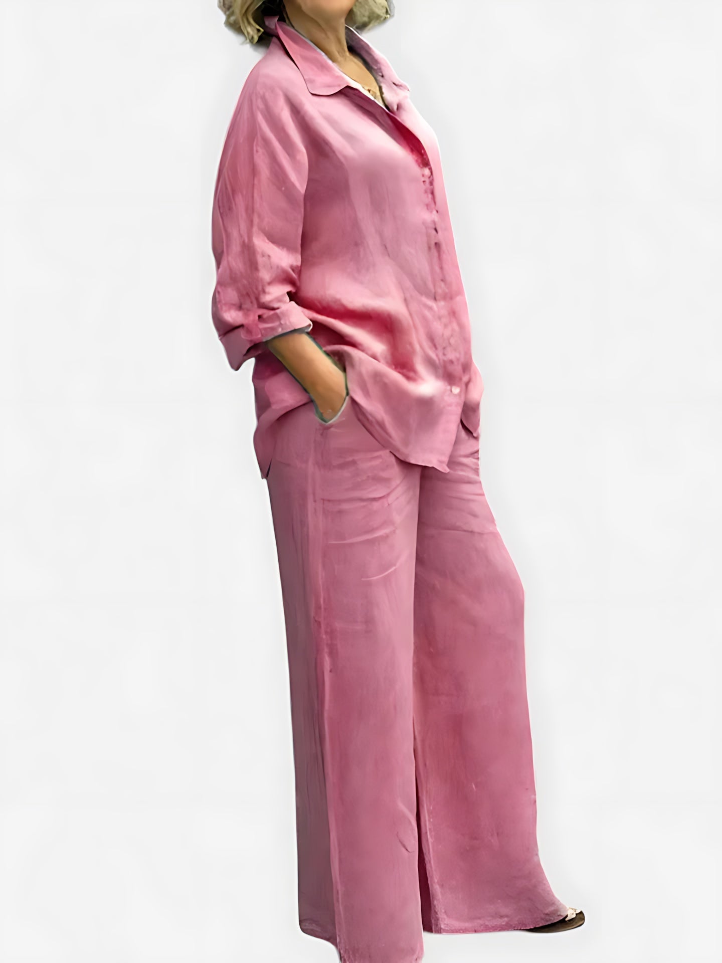 Felicity – Button Up Shirt And Wide Leg Pants Set