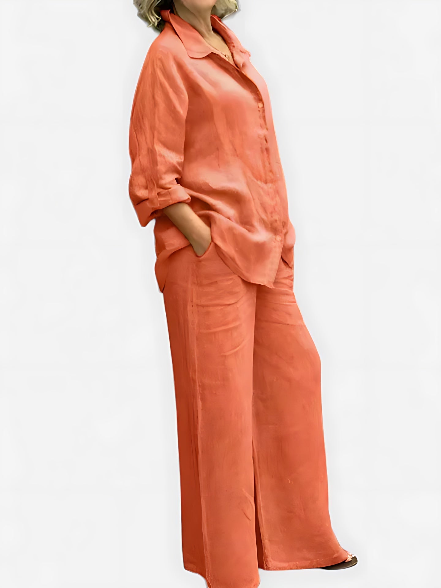 Felicity – Button Up Shirt And Wide Leg Pants Set