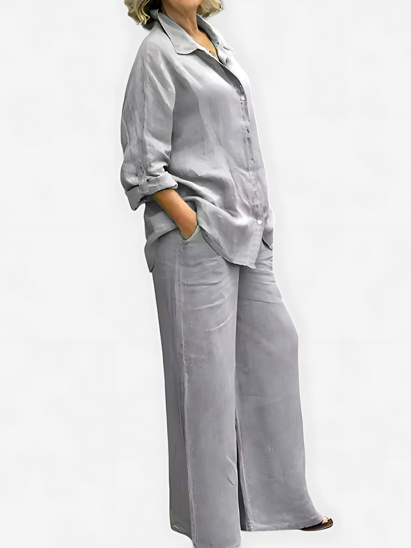 Felicity – Button Up Shirt And Wide Leg Pants Set