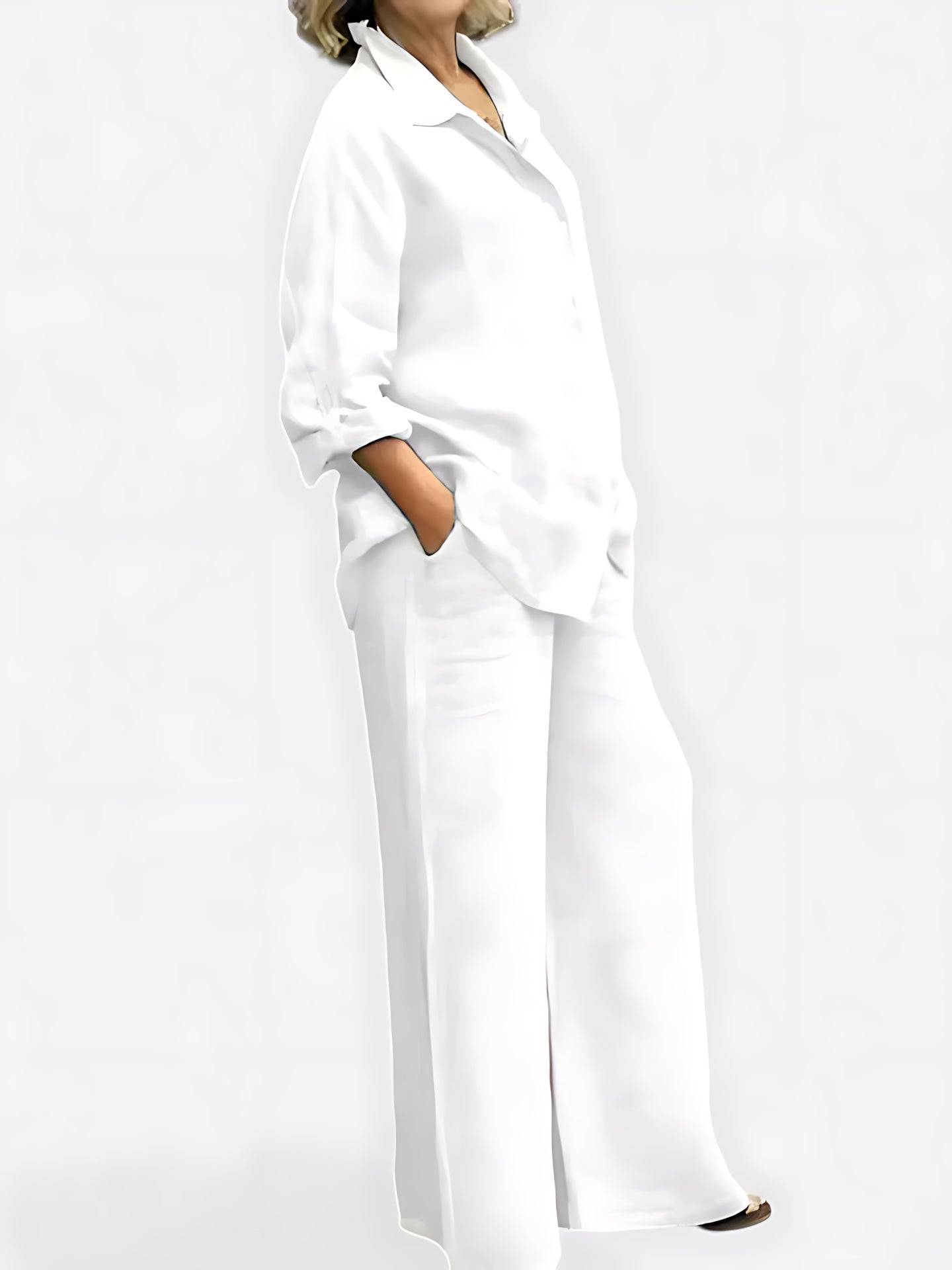 Felicity – Button Up Shirt And Wide Leg Pants Set
