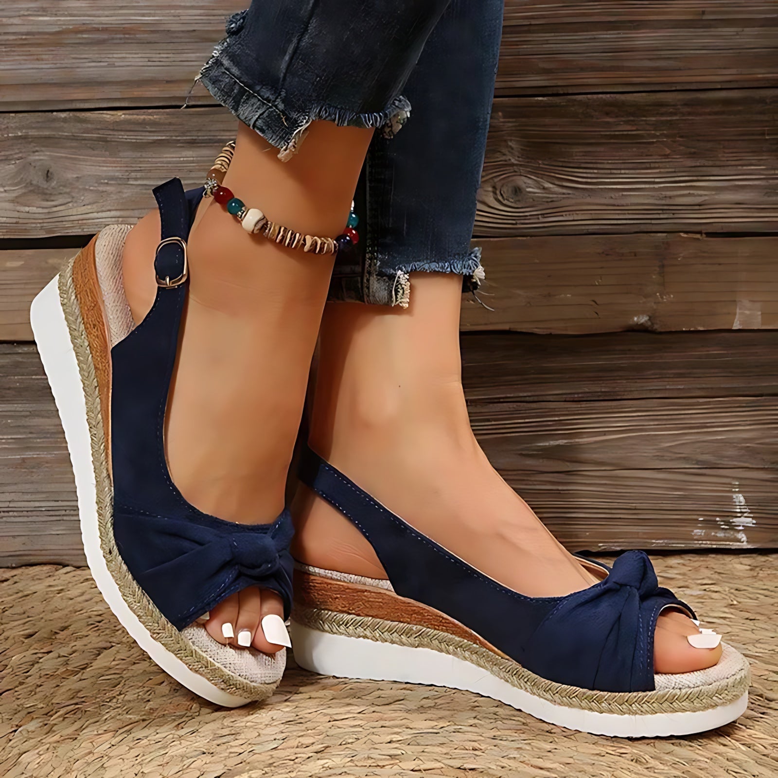 Felicity – Peep Toe Slingback Espadrille Wedge Sandals