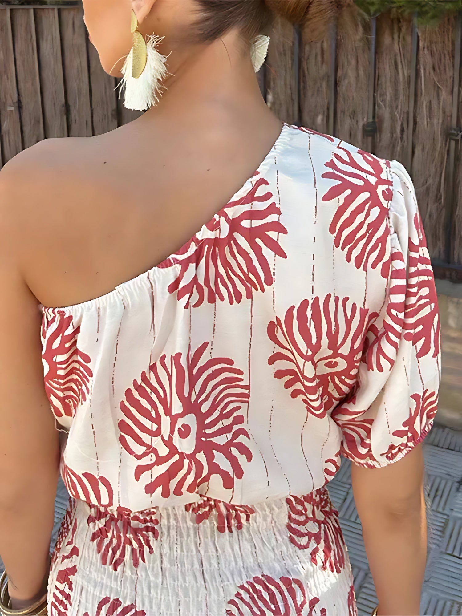 Felicity – Printed One Shoulder Puff Sleeve Mini Dress