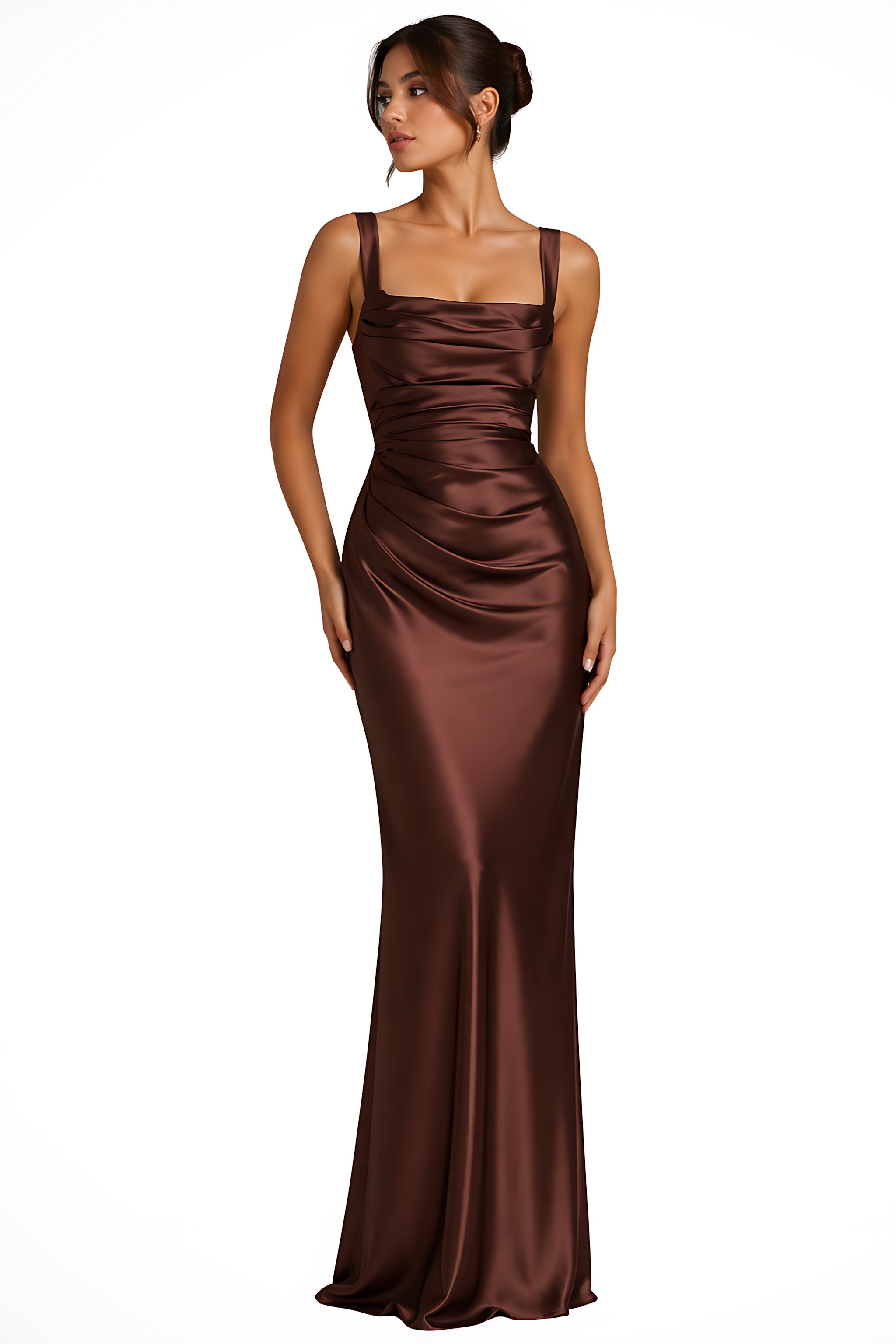 Felicity – Square Neck Draped Evening Maxi Dress