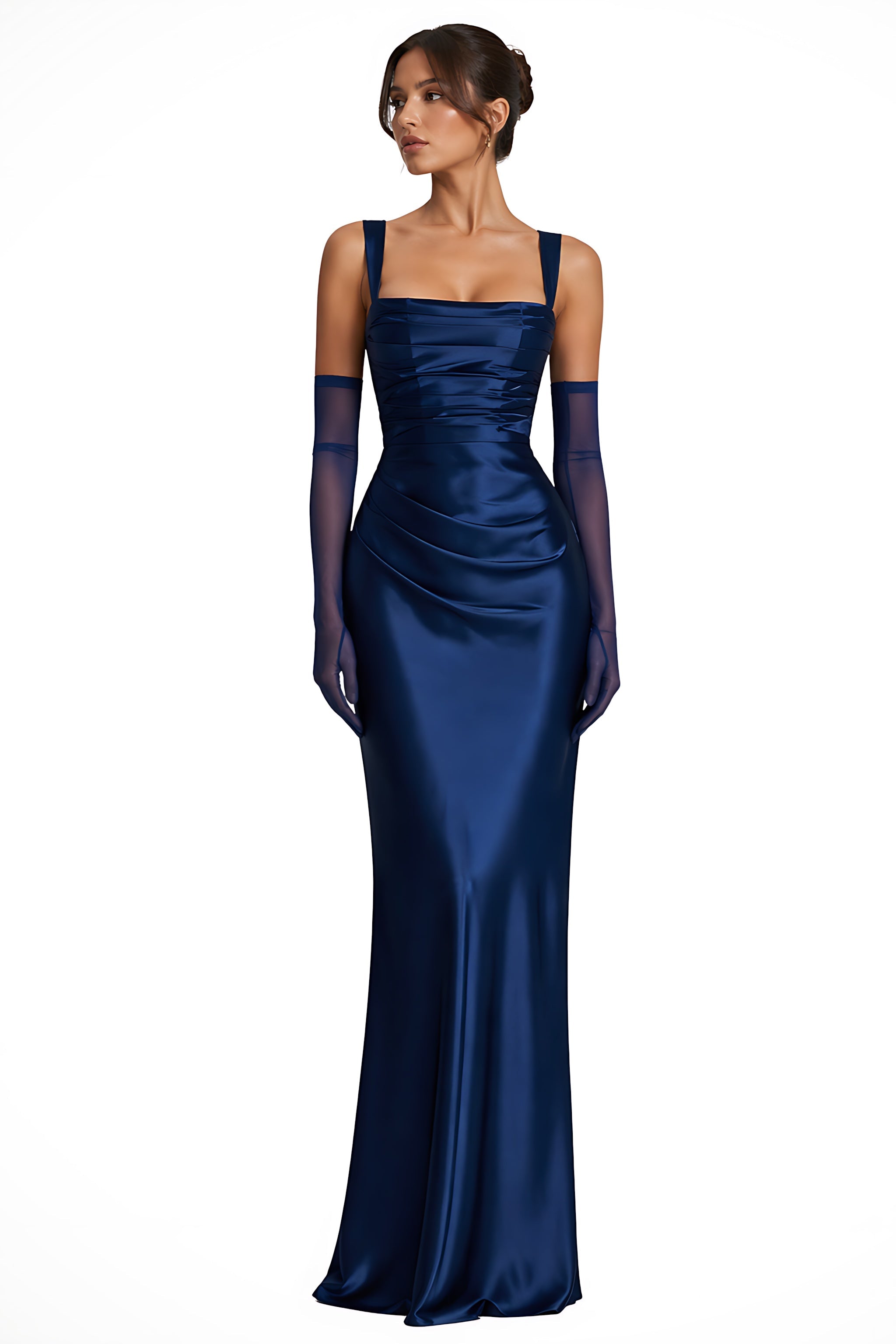 Felicity – Square Neck Draped Evening Maxi Dress