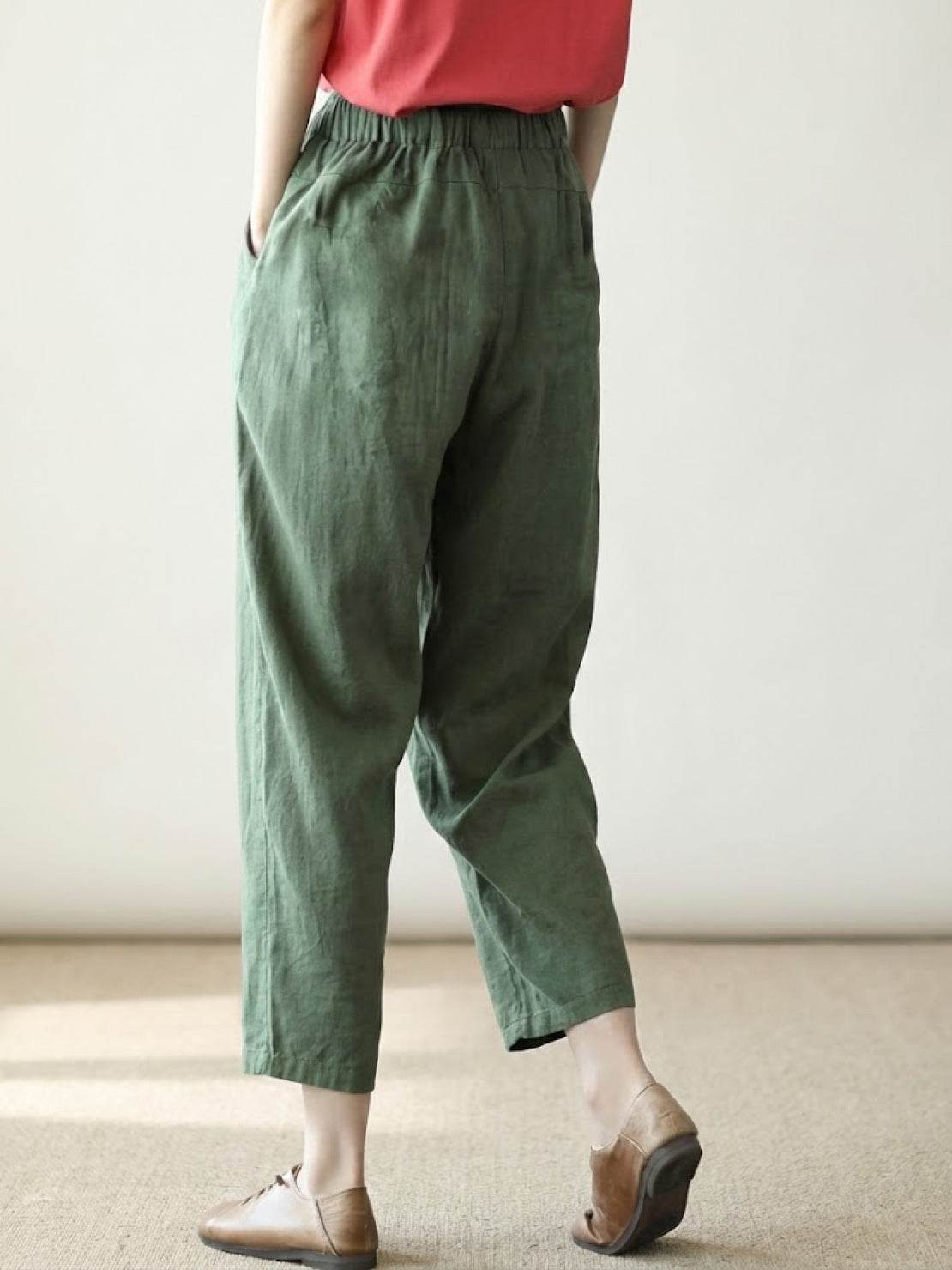 Ottoline – Elastic Waist Cropped Tapered Pants