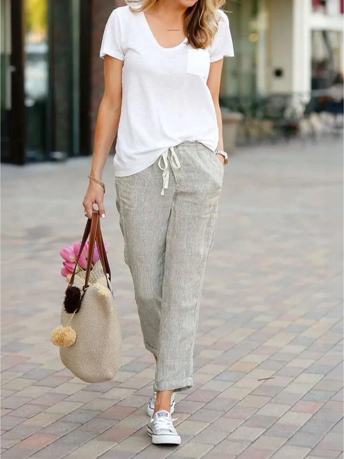Anna – Elastic Waist Cropped Tapered Pants