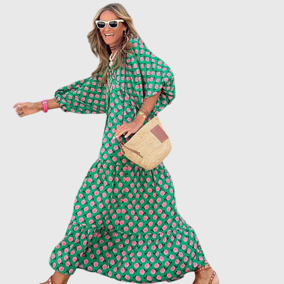 Abigail – Floral Print Oversized Boho Maxi Dress