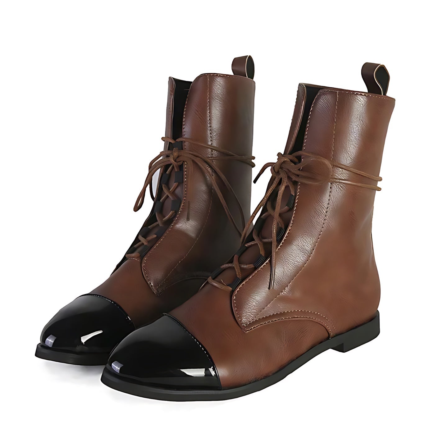 Fiona – Patent Leather Pointed Toe Lace Up Boots