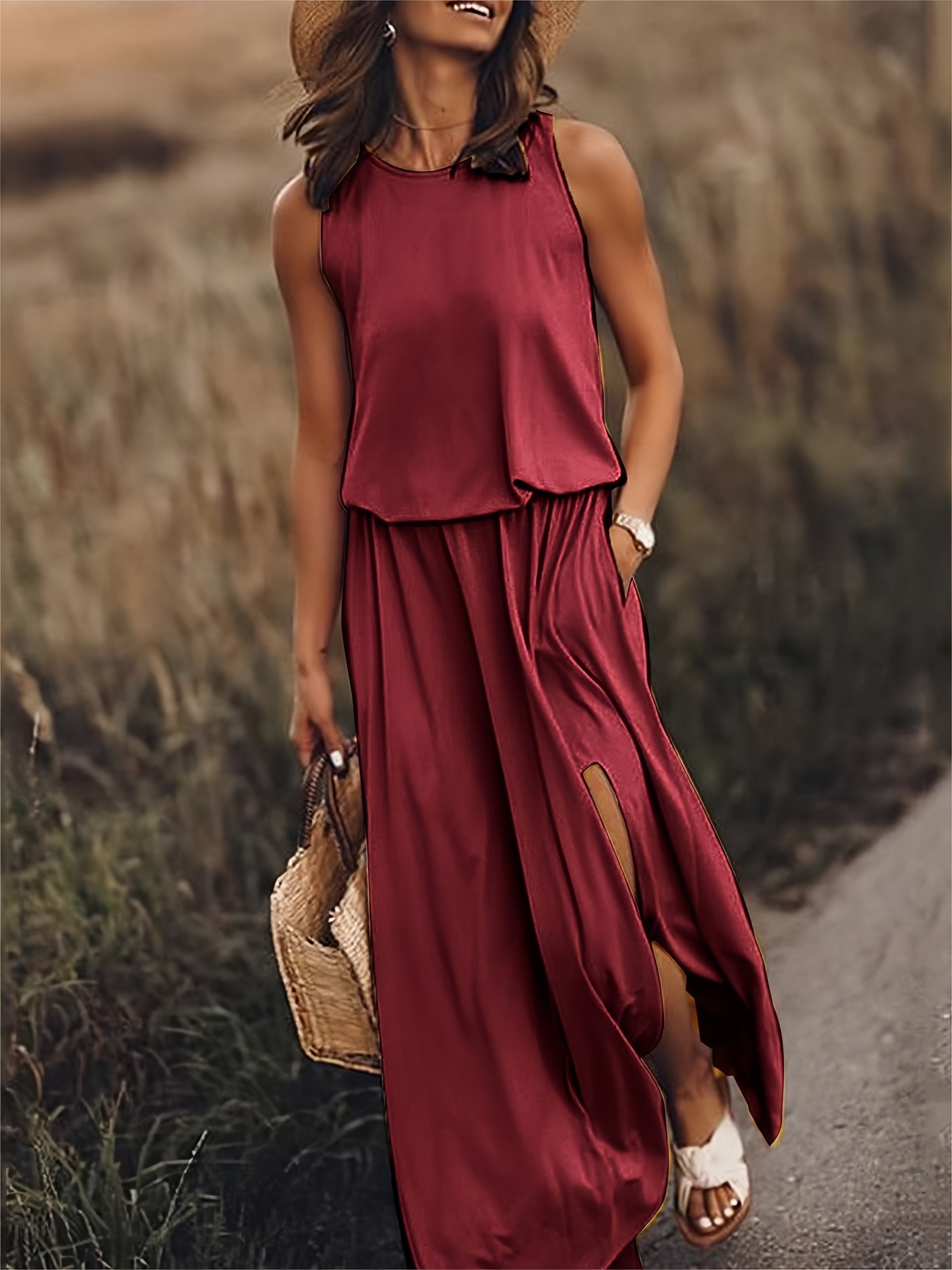Emilia – Scoop Neck Blouson Summer Maxi Dress