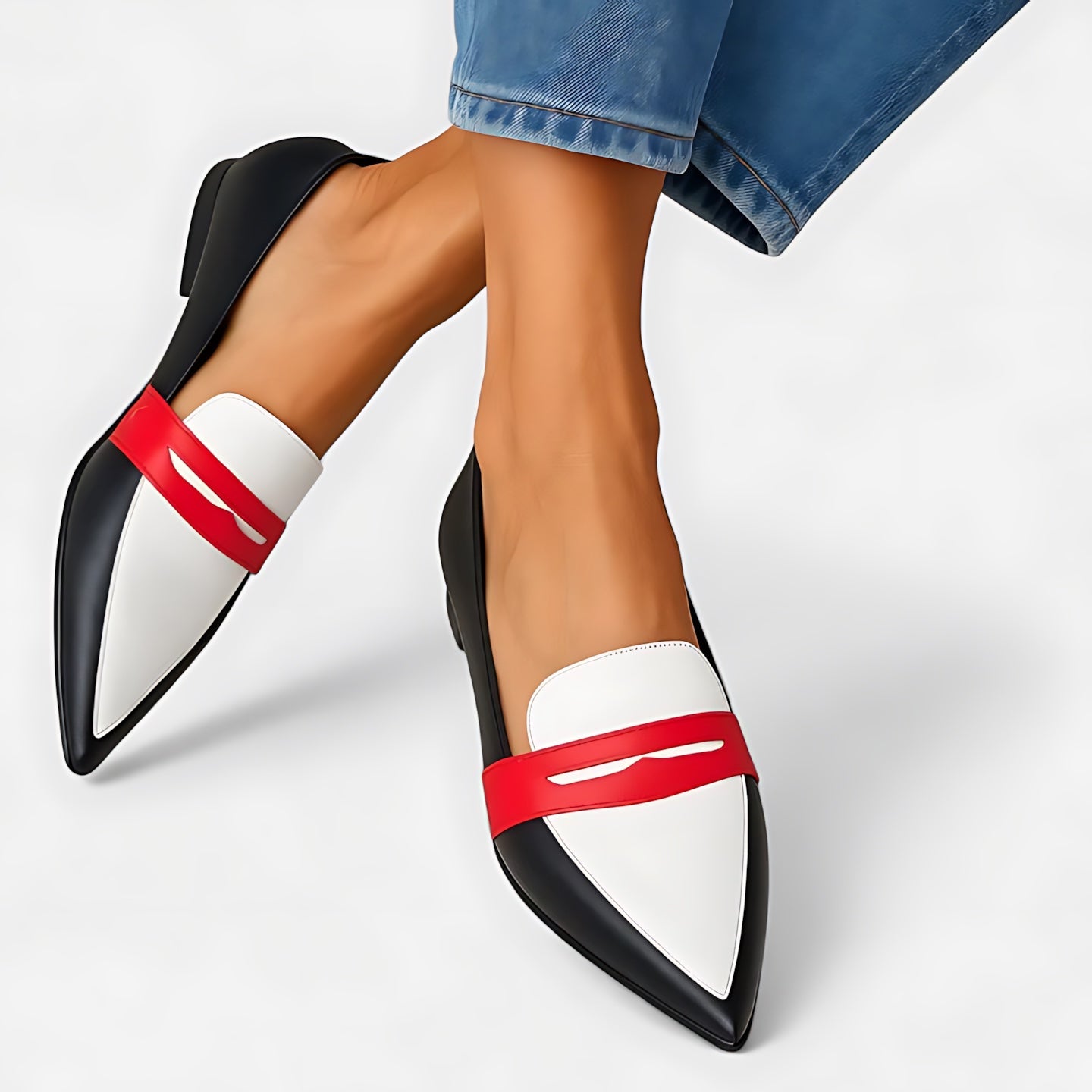 Florence – Color Block Pointed Toe Loafers