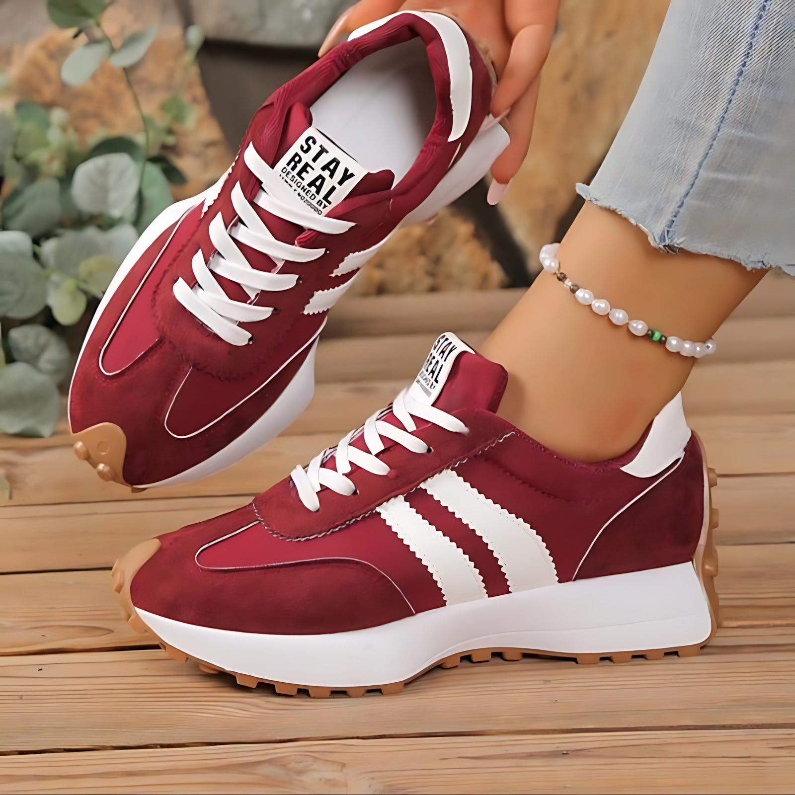 Florence – Retro Suede Lace Up Chunky Sole Sneakers